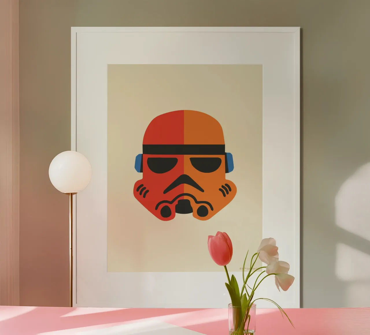 STORMTROOPER HELMET RED ORANGE poster con telaio in alluminio da Star Wars