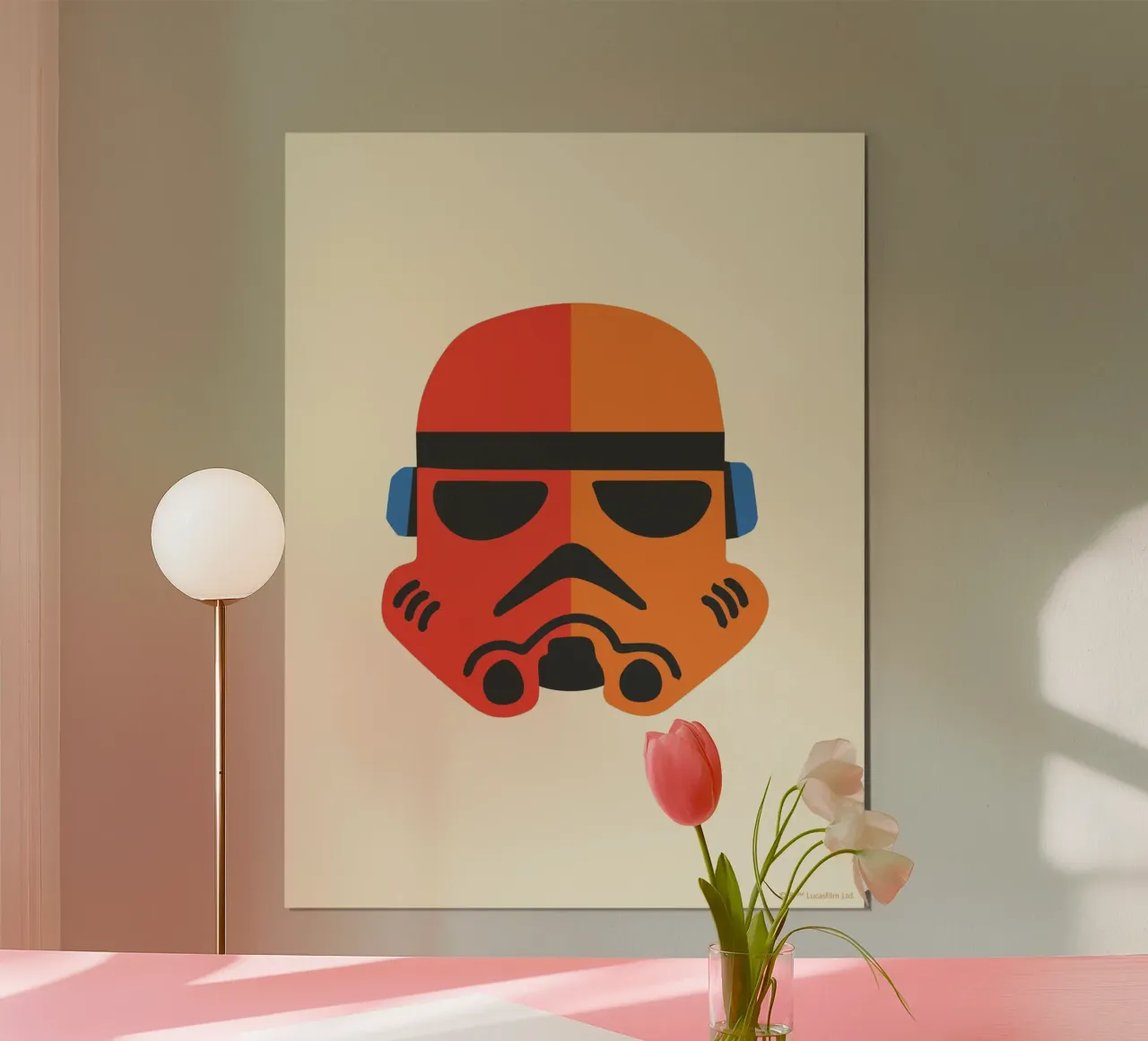 STORMTROOPER HELMET RED ORANGE poster con telaio in alluminio da Star Wars