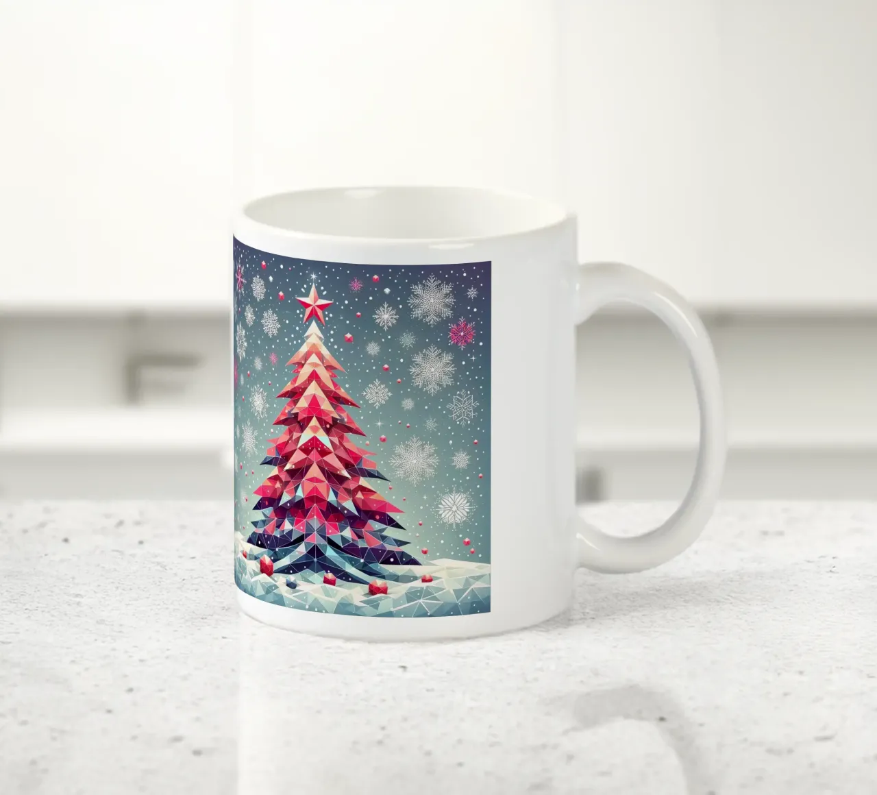 Rosa Weihnachtsbaum tazza in ceramica da Digital Naive