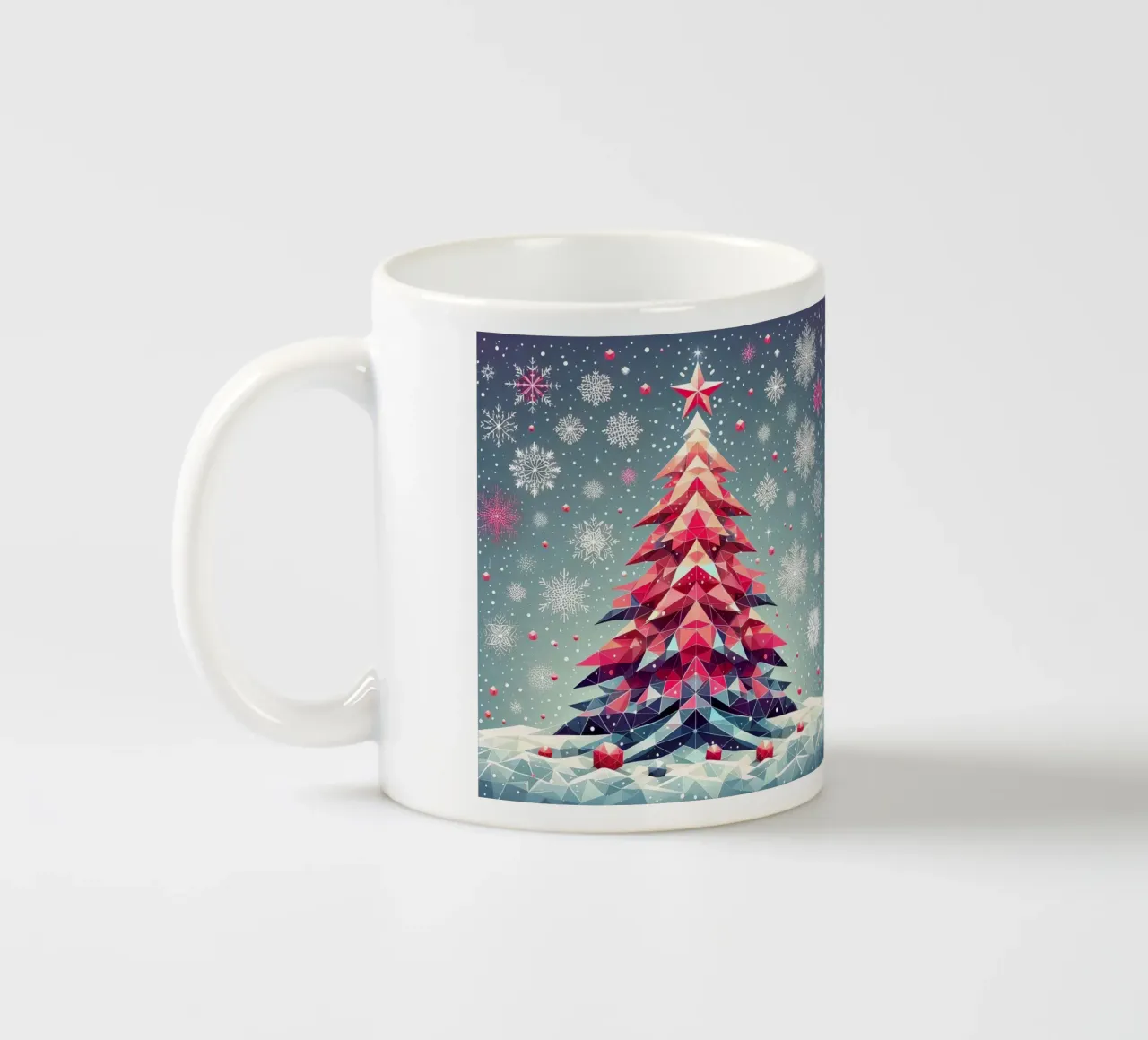 Rosa Weihnachtsbaum tazza in ceramica da Digital Naive