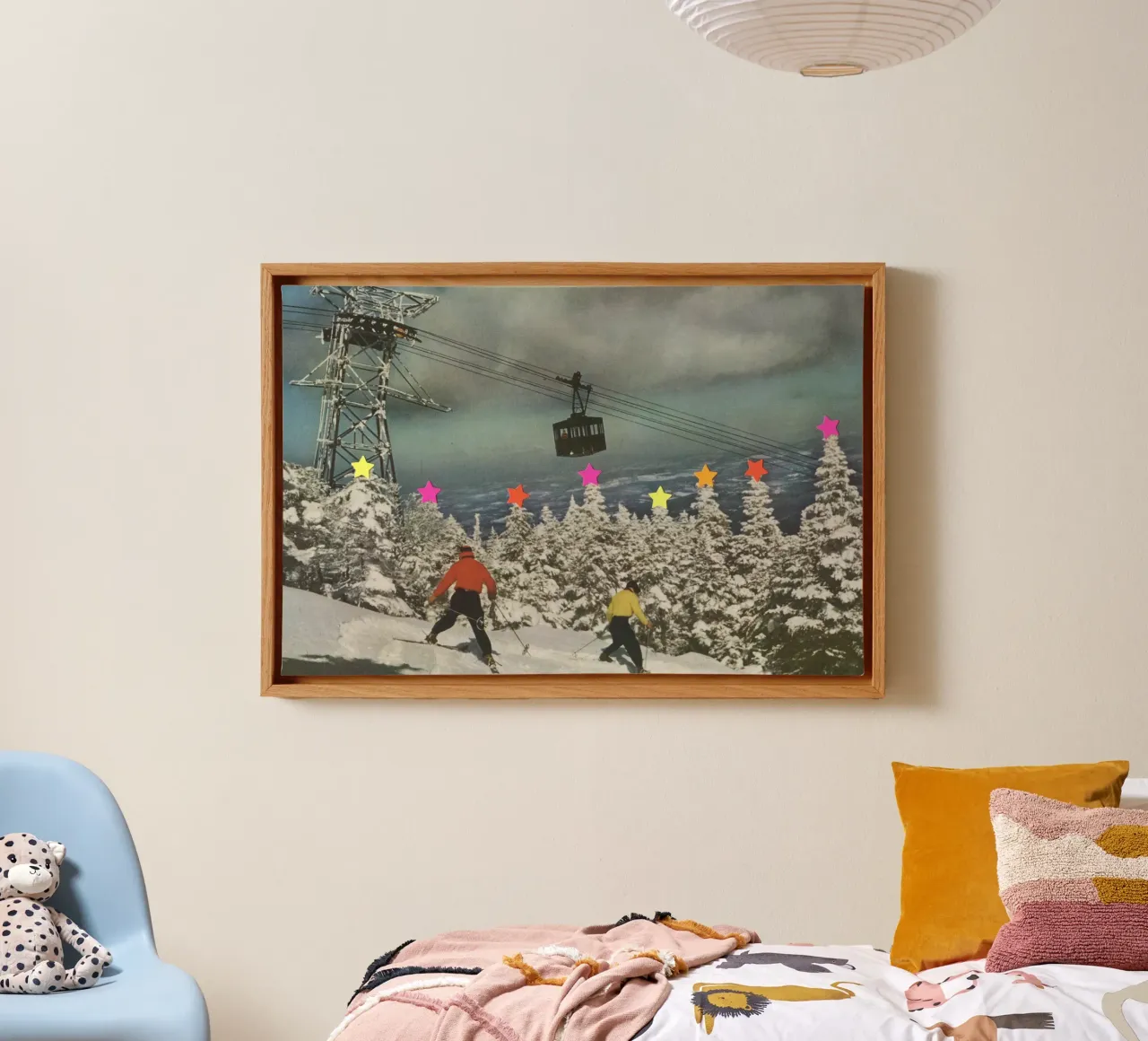 Dronken skiën canvas met Baklijst van Cassia Beck Collage
