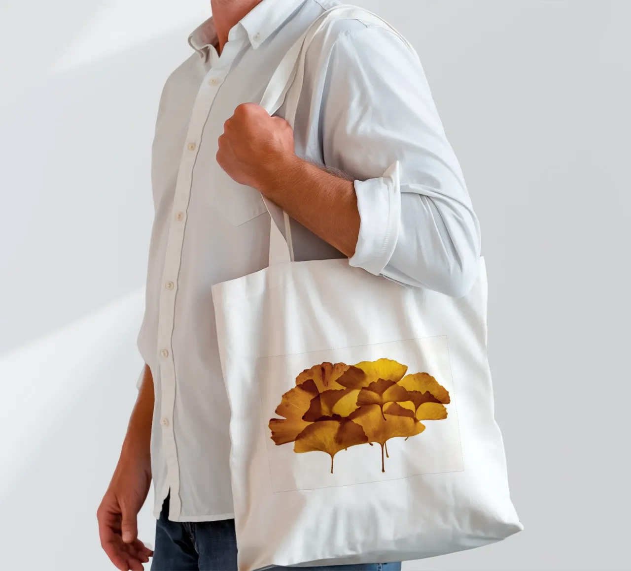 Ginkgo Biloba leaves composition tote bag by Teresa André