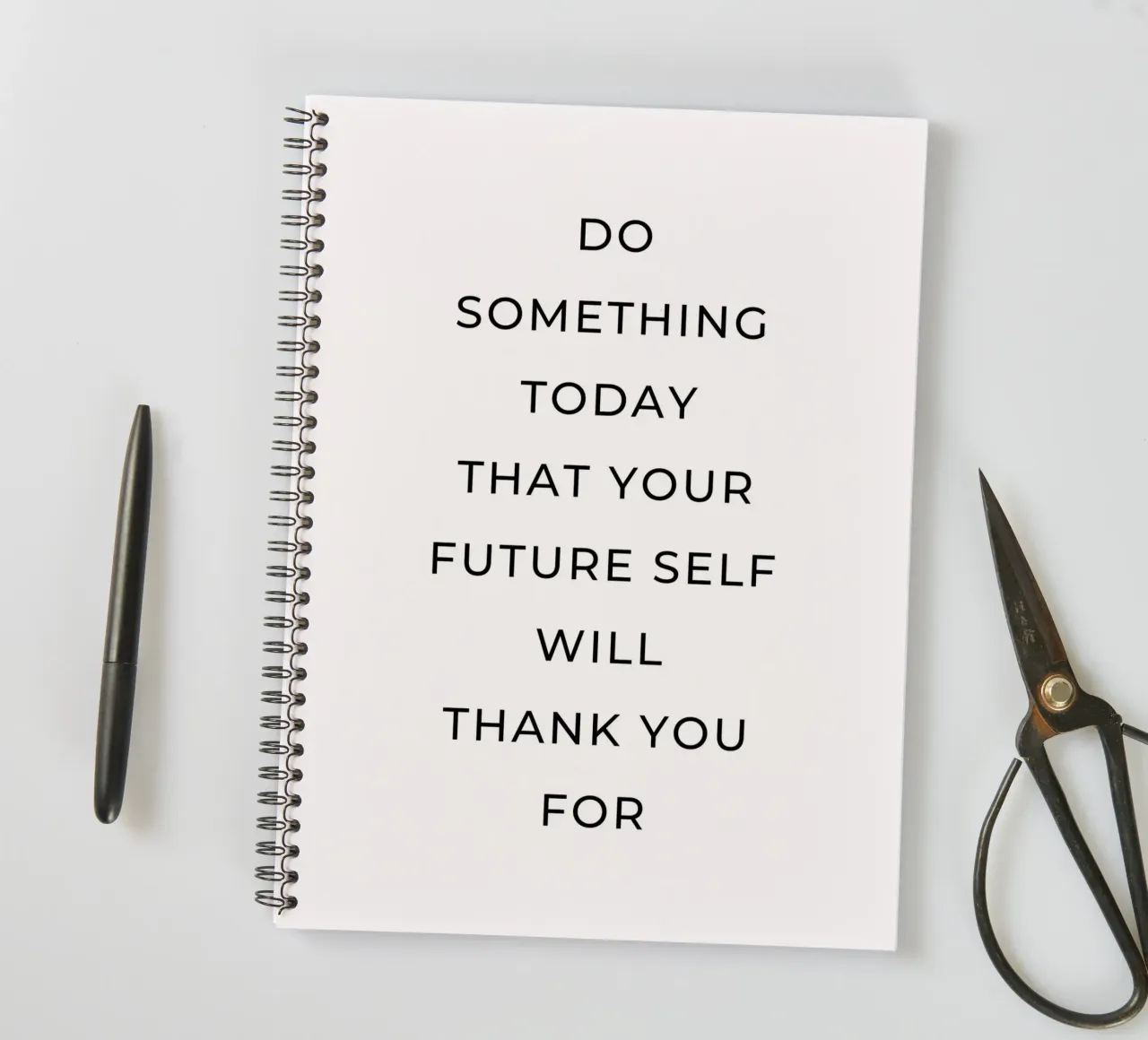 Do something today that your self will thank you for quote spiral notebook by Paigaam Studio