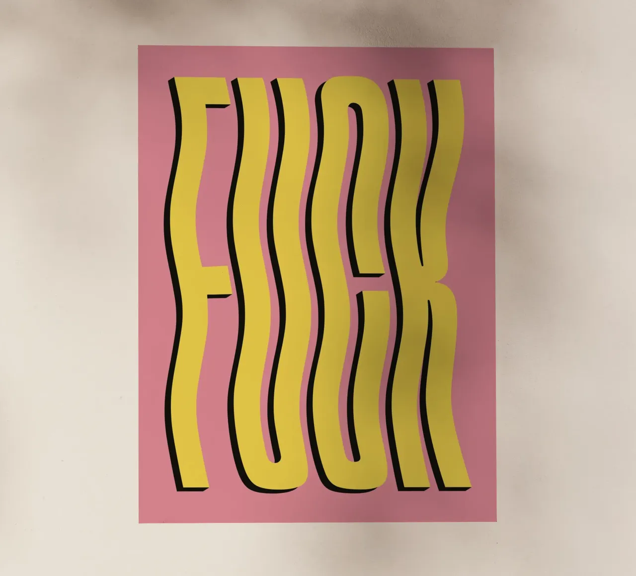 Joder texto ondulado (tono rosa y amarillo) lámina retroiluminada de Paigaam Studio
