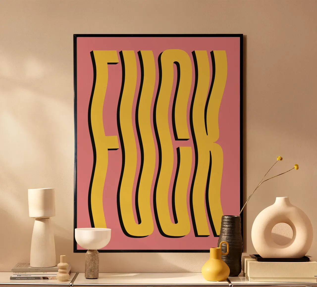 Joder texto ondulado (tono rosa y amarillo) hahnemühle de Paigaam Studio
