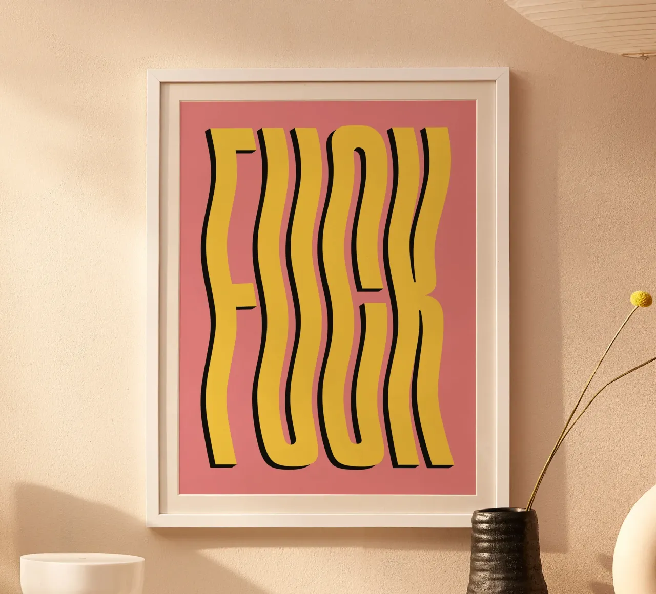 Joder texto ondulado (tono rosa y amarillo) hahnemühle de Paigaam Studio