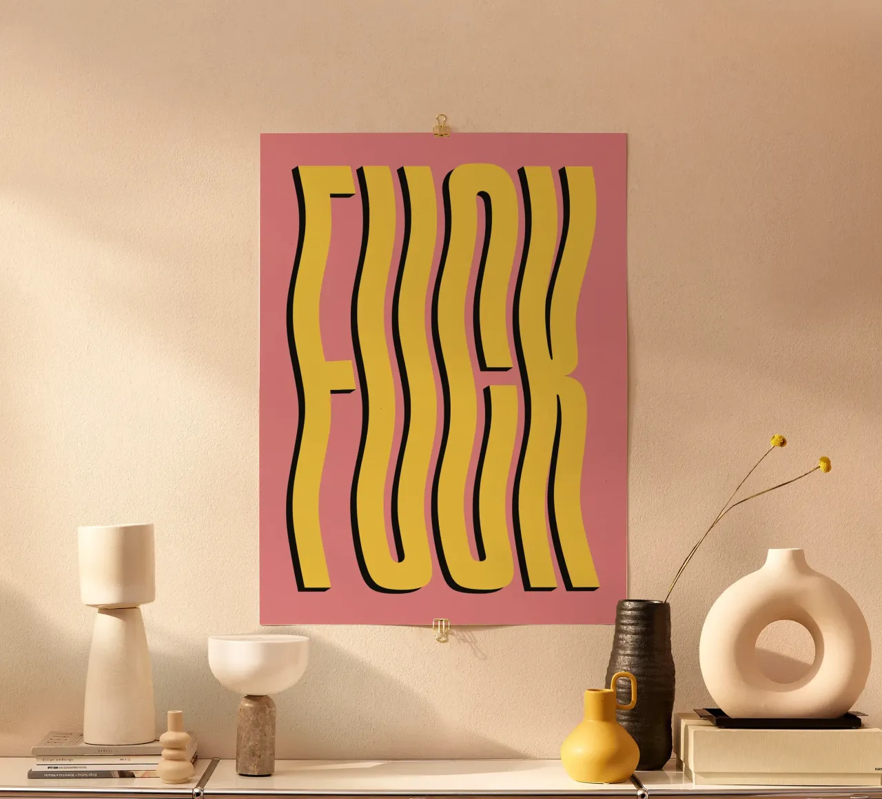 Joder texto ondulado (tono rosa y amarillo) hahnemühle de Paigaam Studio