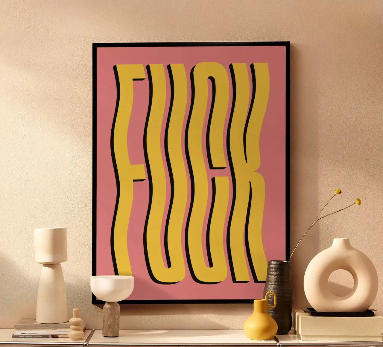 Joder texto ondulado (tono rosa y amarillo) hahnemühle de Paigaam Studio