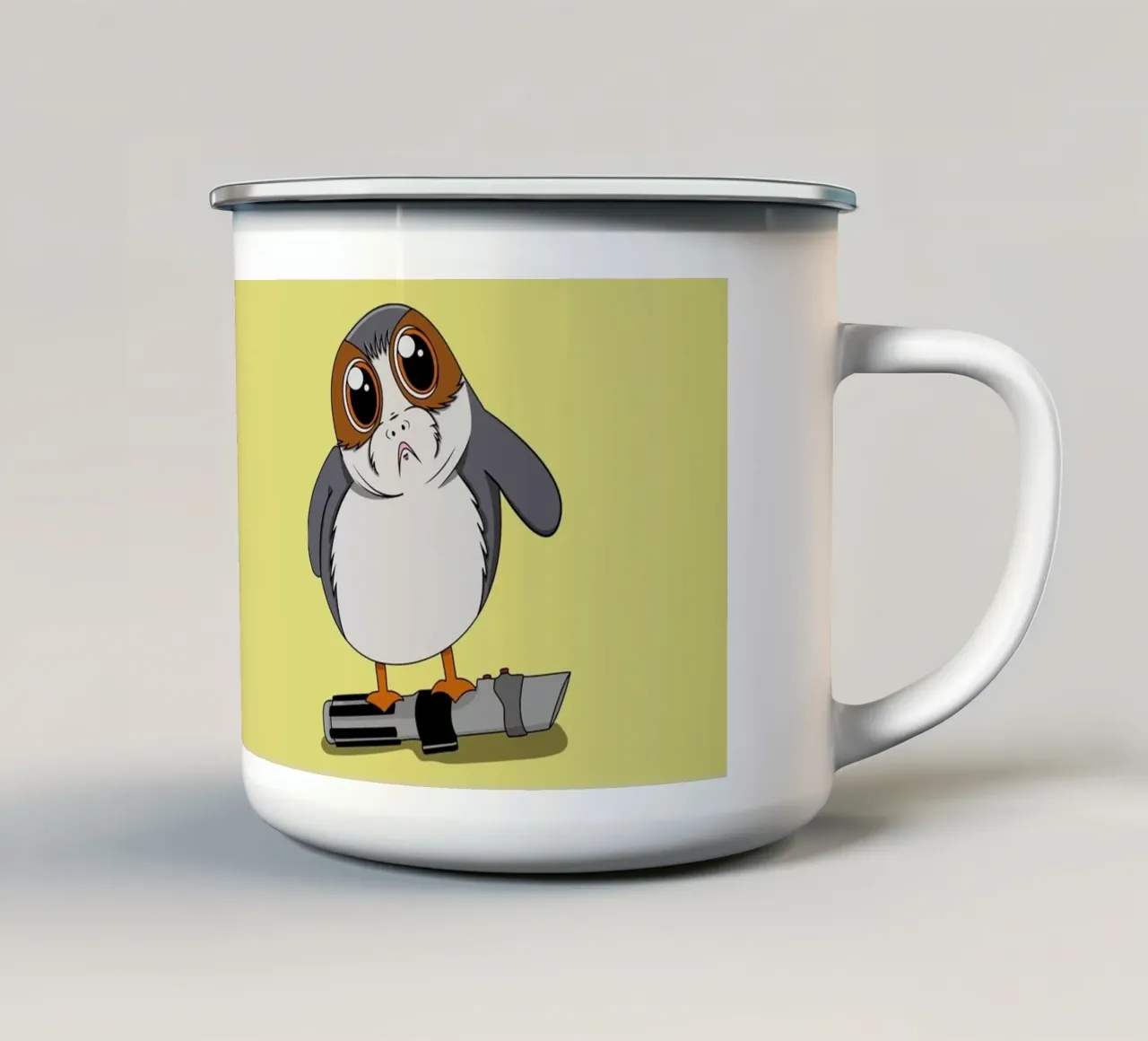 Porg con la spada laser tazza in smalto da Loobs