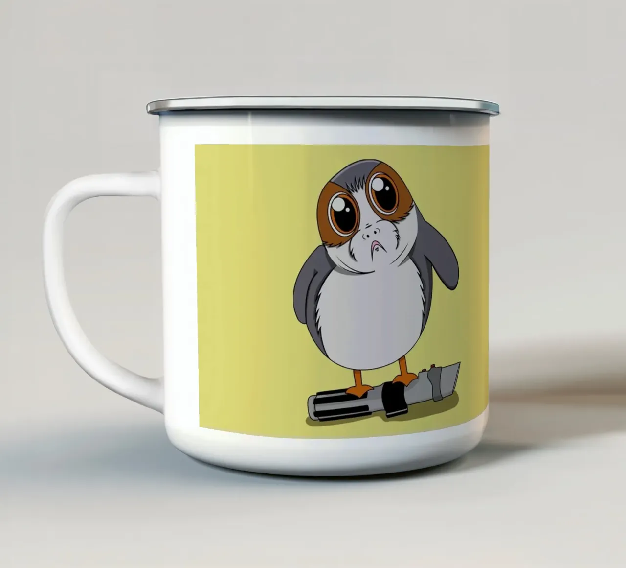 Porg con la spada laser tazza in smalto da Loobs