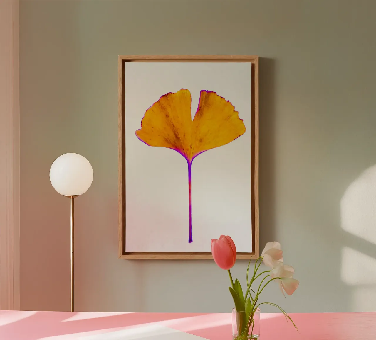 Ginkgo Biloba feuille toile avec Caisse américaine de Teresa André