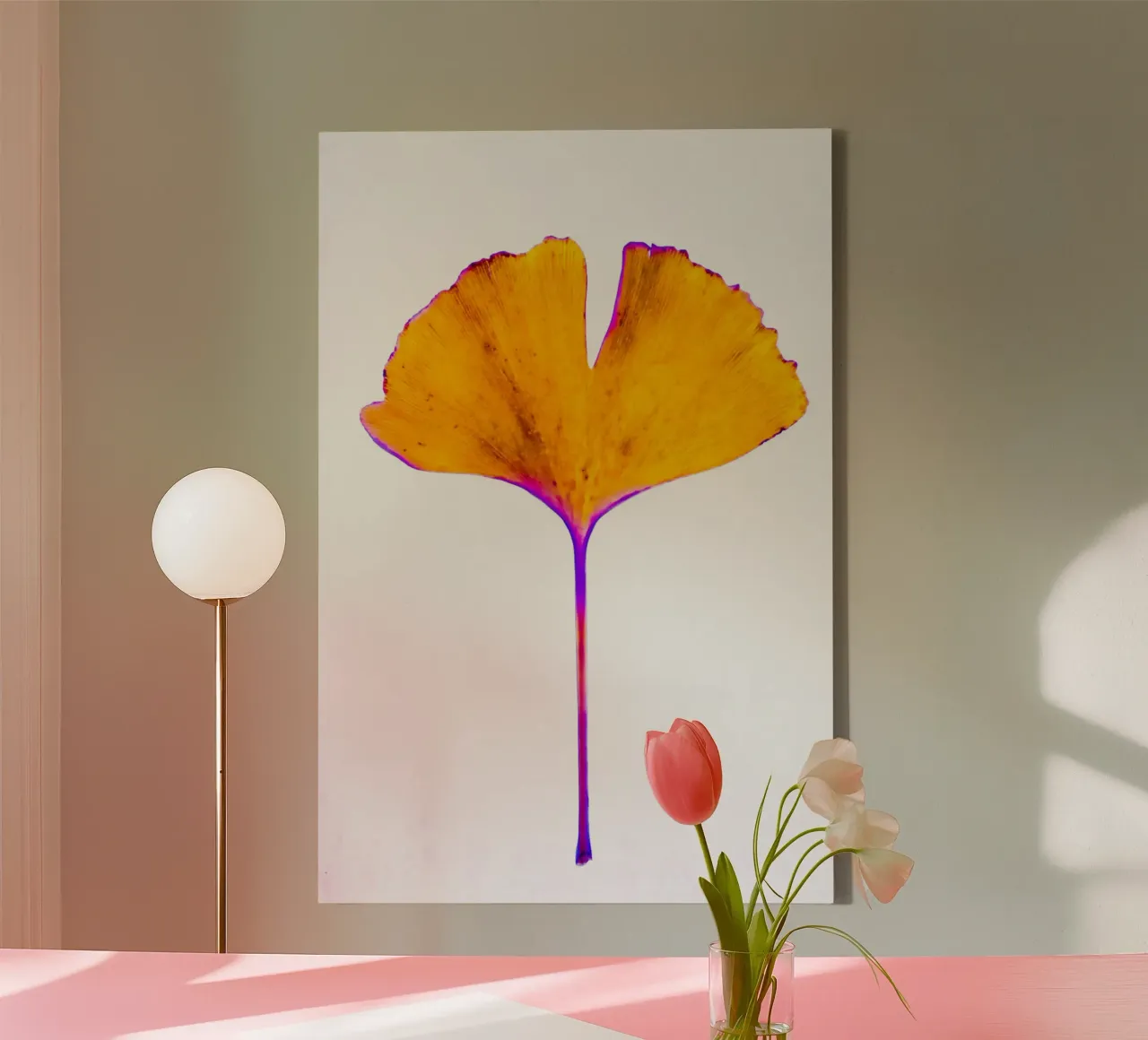 Ginkgo Biloba feuille toile avec Caisse américaine de Teresa André