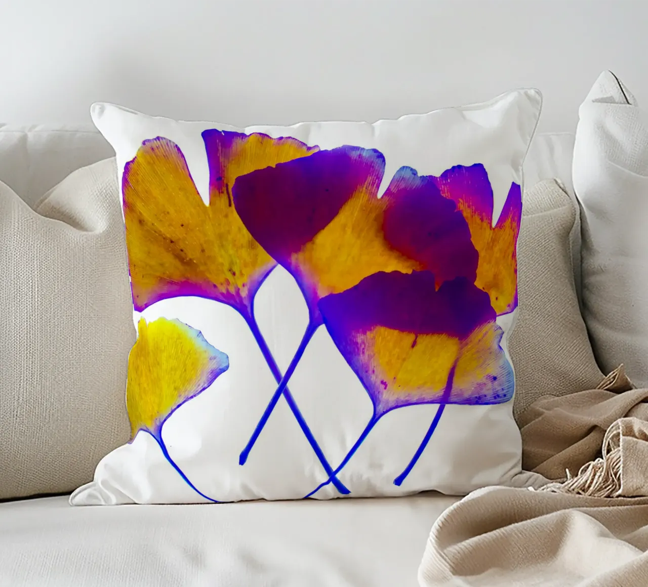 Ginkgo Biloba decorative cushion by Teresa André
