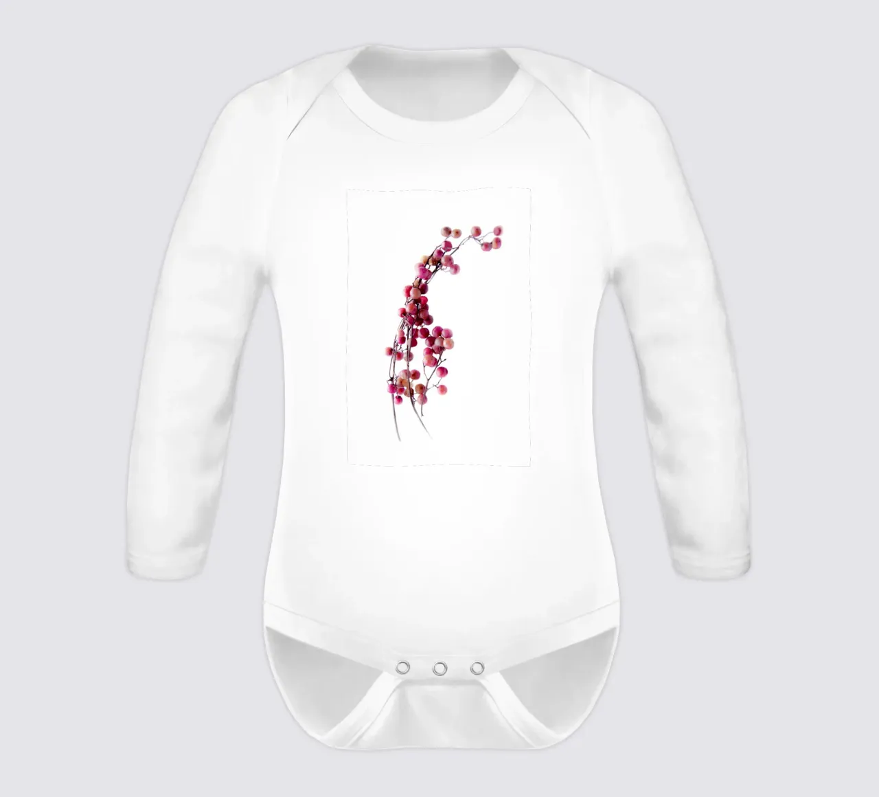 Pink pepper long-sleeve baby romper by Teresa André