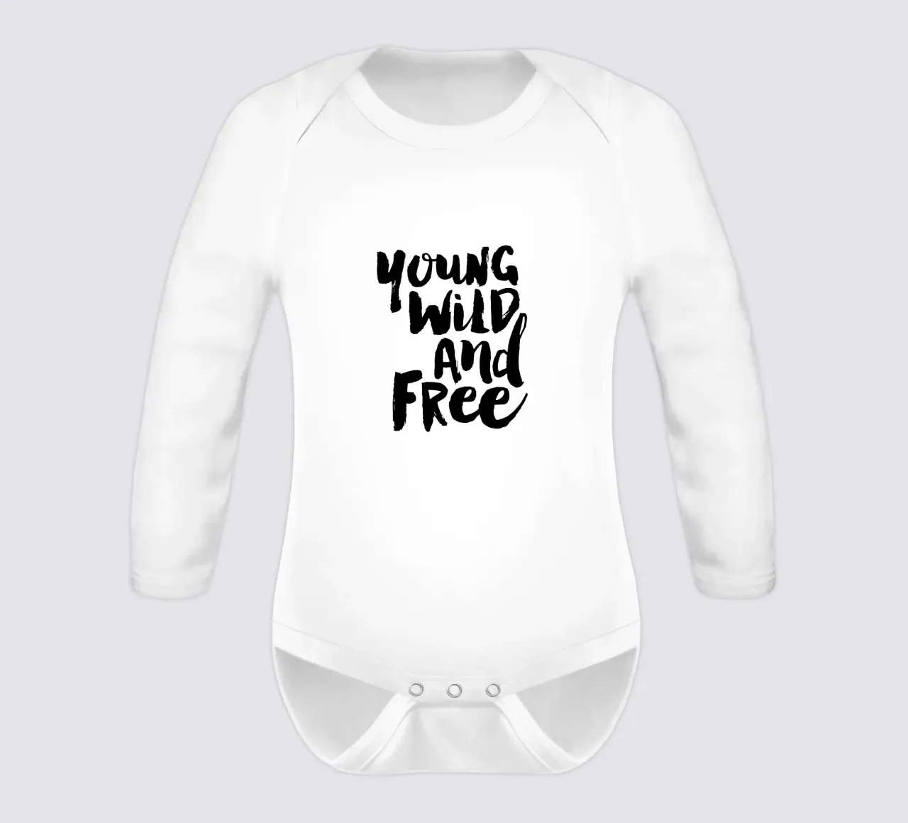 Junges wildes und freies Typografie Design in Schwarz und Weiß Langarm Babybody von THE MOTIVATED TYPE
