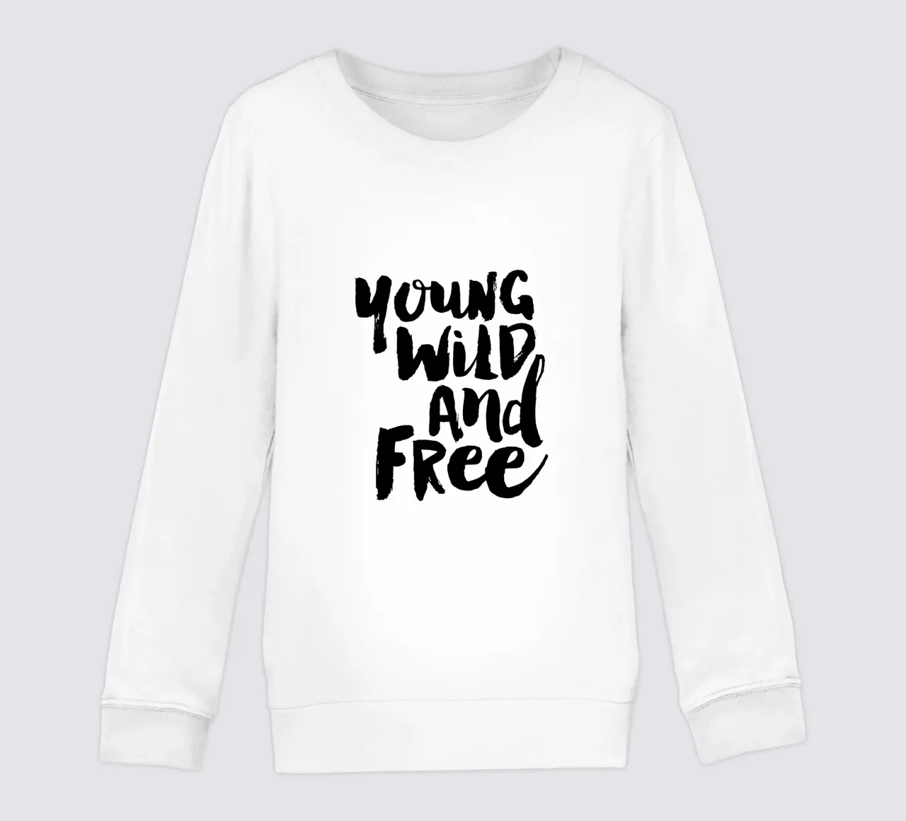 Diseño tipográfico joven, salvaje y libre en blanco y negro sudadera para niño de THE MOTIVATED TYPE