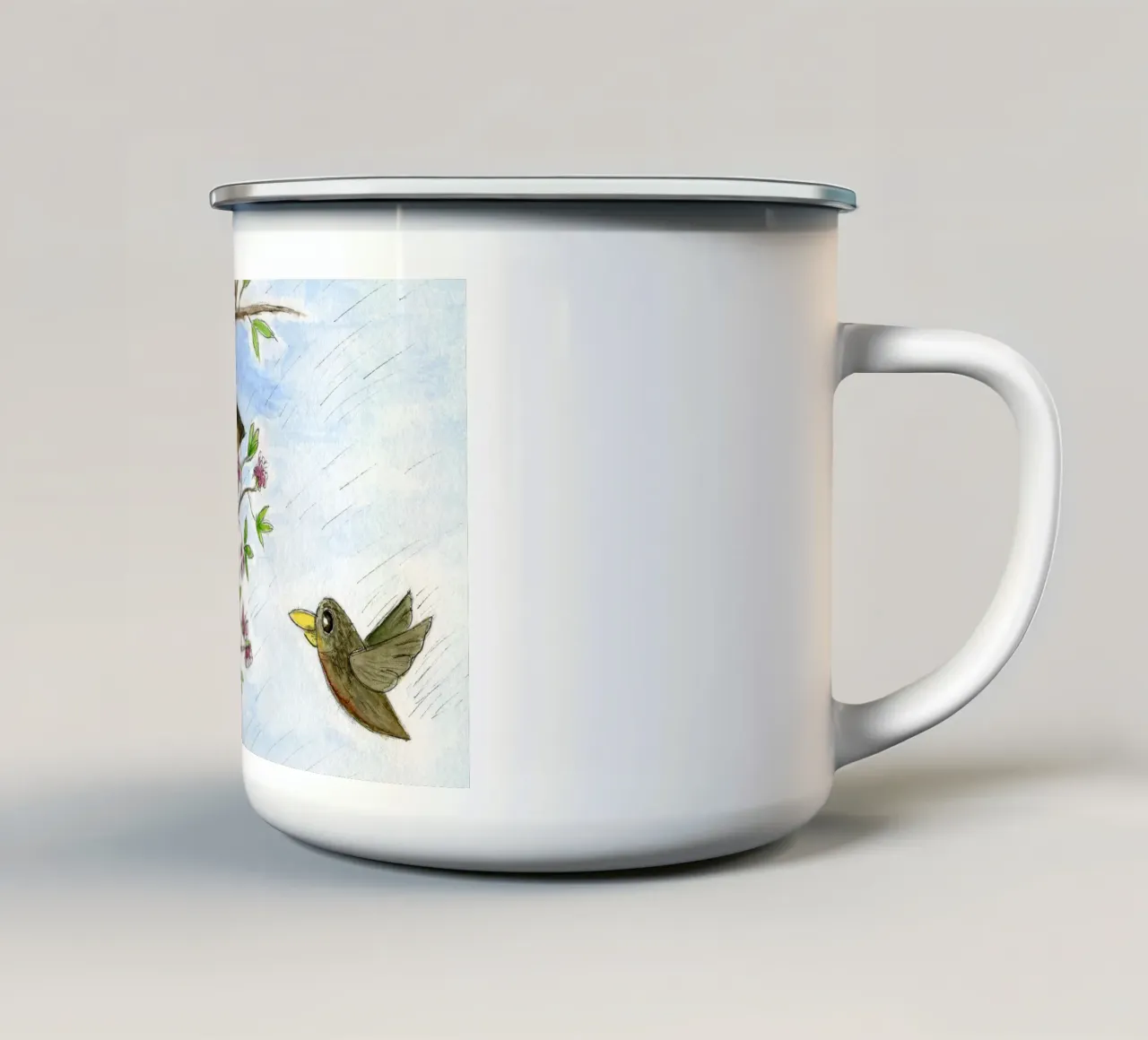 Primavera nel ciliegio tazza in smalto da Barbara Buderath Illustrationen