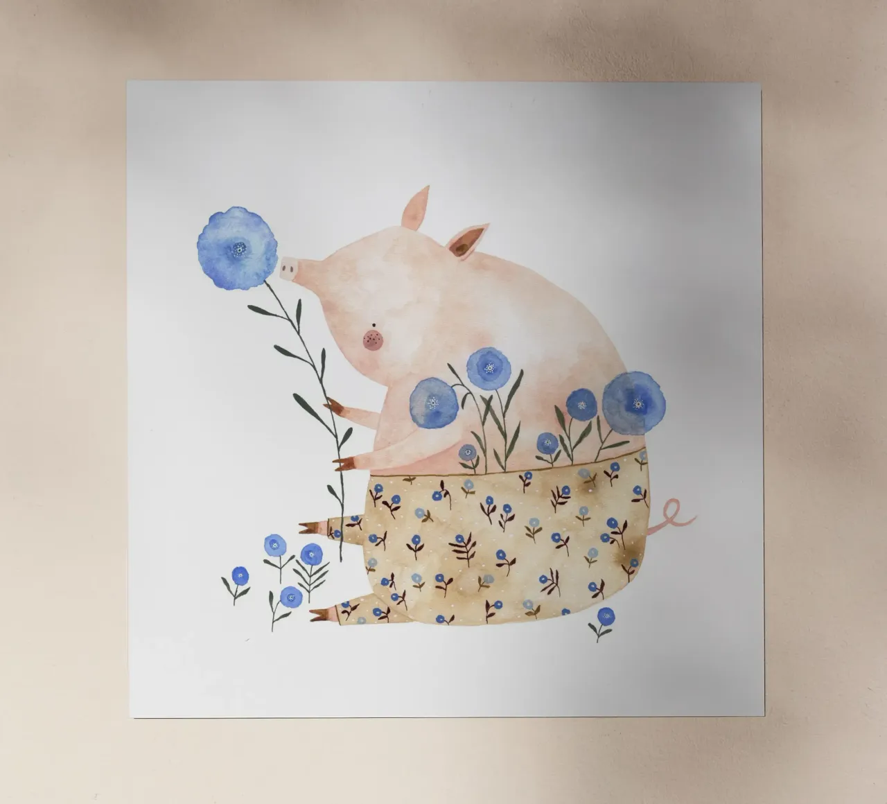 Claudia Voglhuber - Schweinchen mit Blumen pellicola backlit da The Artcircle