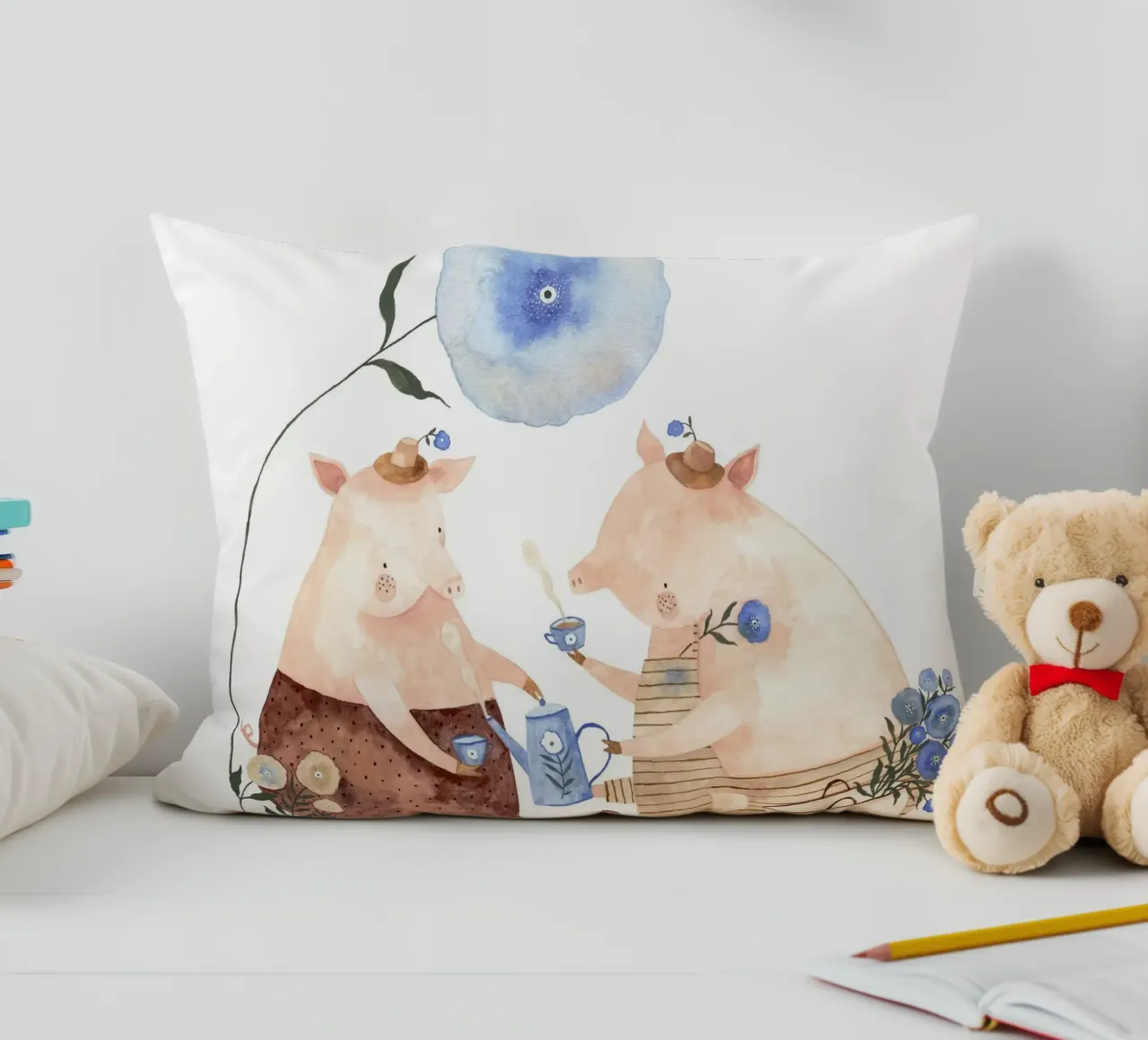 Claudia Voglhuber - Blumige Teezeit cuscino da The Artcircle