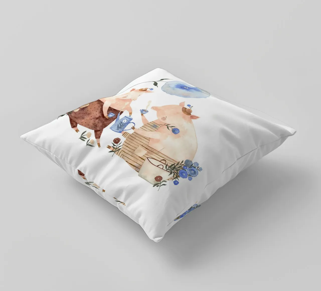 Claudia Voglhuber - Blumige Teezeit cuscino da The Artcircle