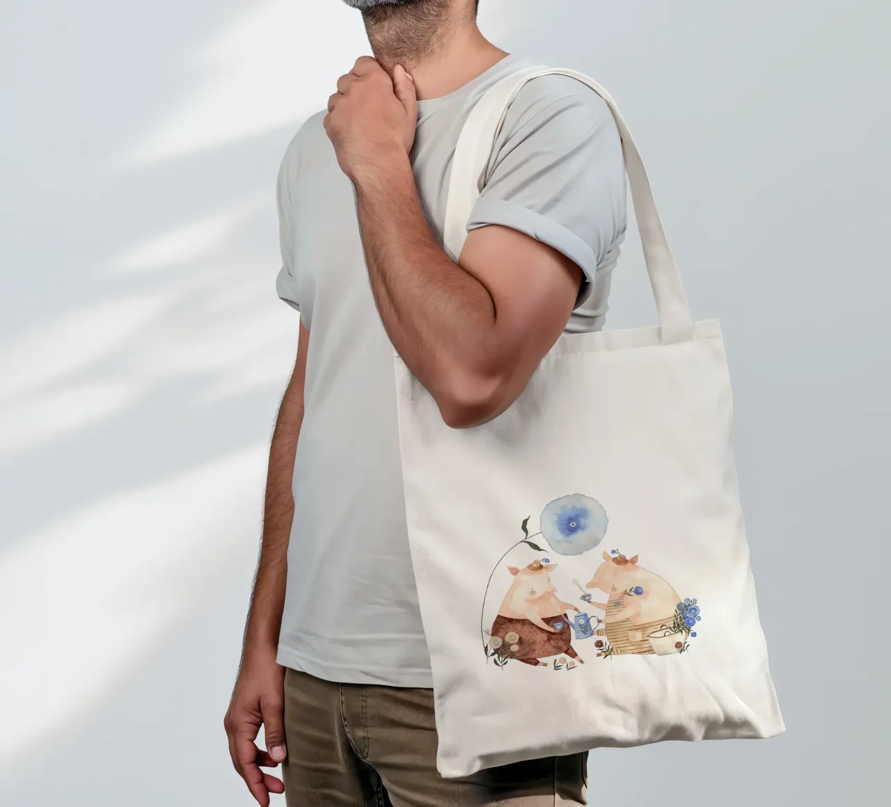 Claudia Voglhuber - Blumige Teezeit borsa in juta da The Artcircle