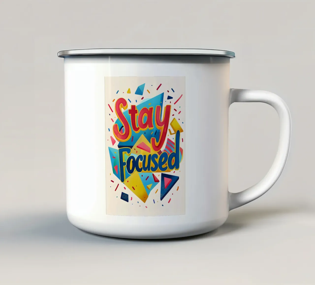 Stay Focused lettering enamel mug by ramosashop