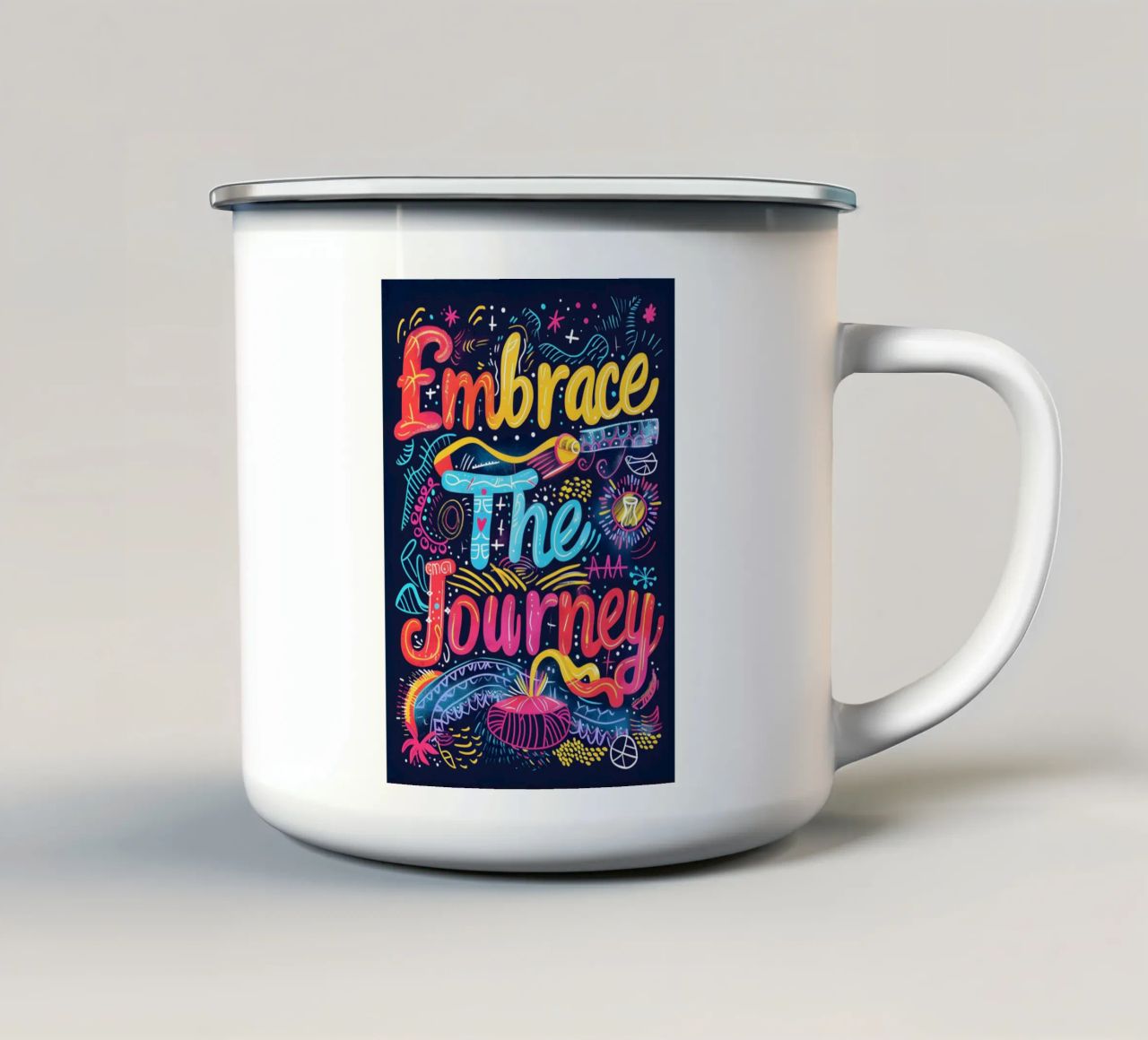 Embrace The Journey typography tazza in smalto da ramosashop