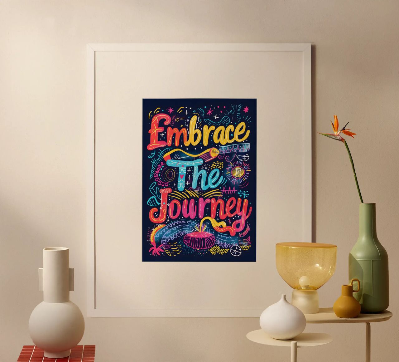 Embrace The Journey typography poster avec cadre en plastique de ramosashop