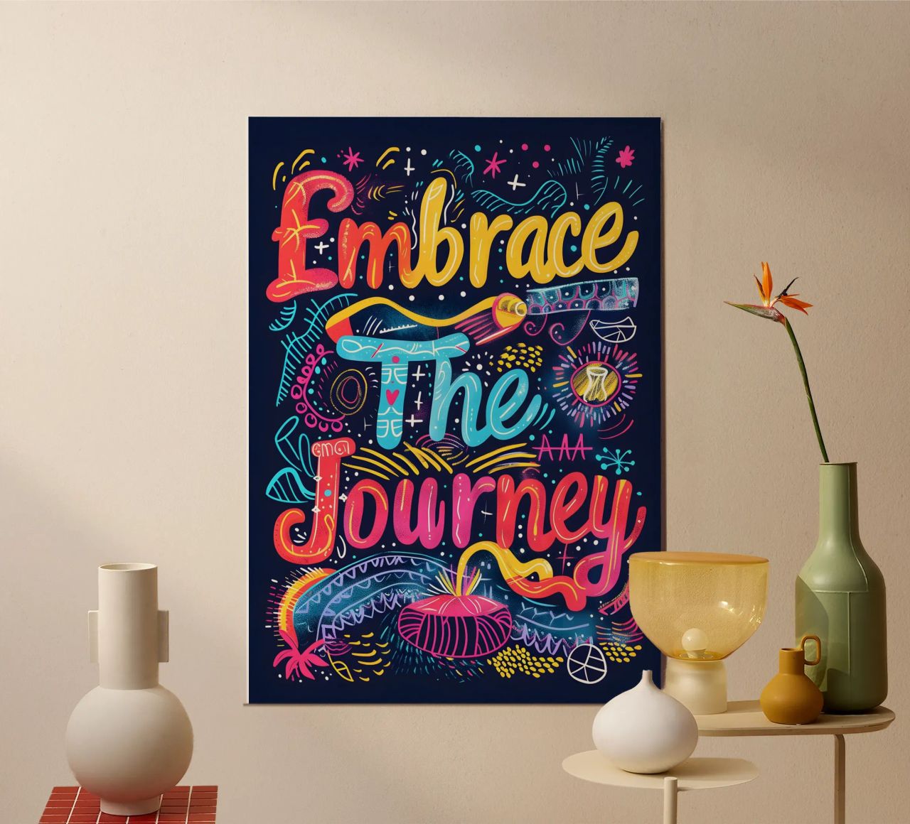 Embrace The Journey typography poster avec cadre en plastique de ramosashop