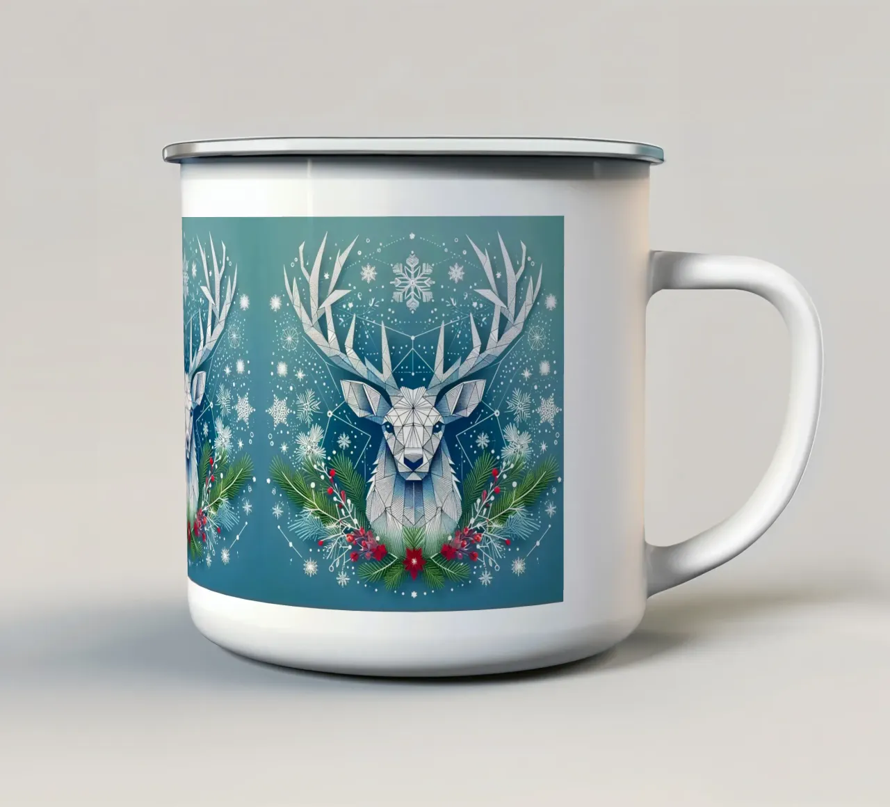 Buon Natale cervo tazza in smalto da Digital Naive