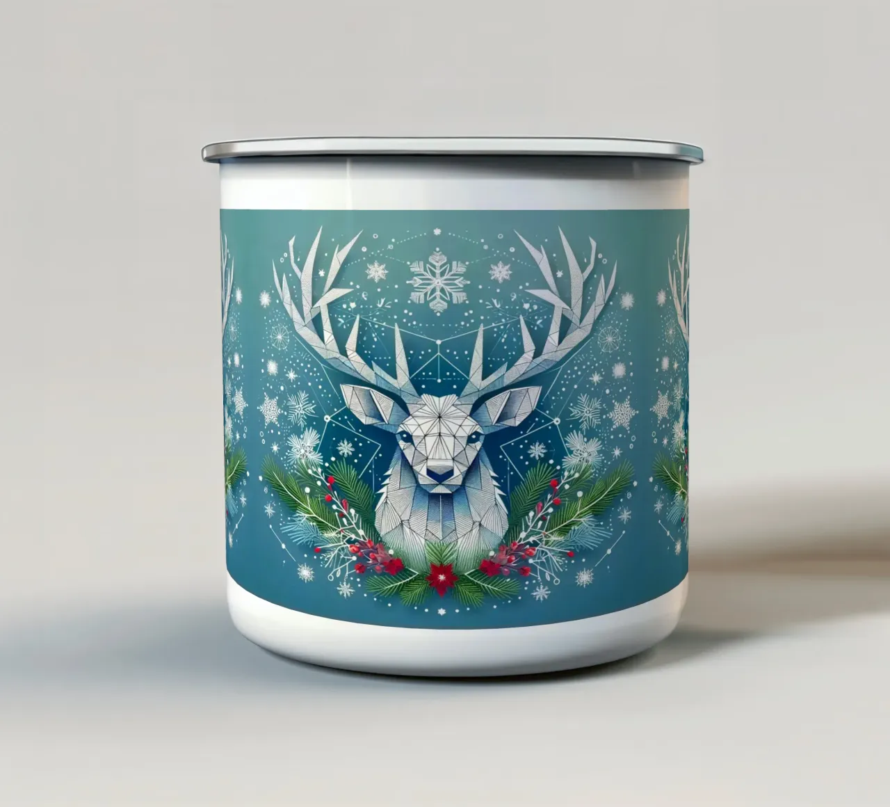 Buon Natale cervo tazza in smalto da Digital Naive