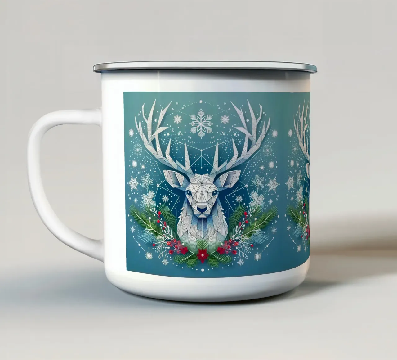 Buon Natale cervo tazza in smalto da Digital Naive