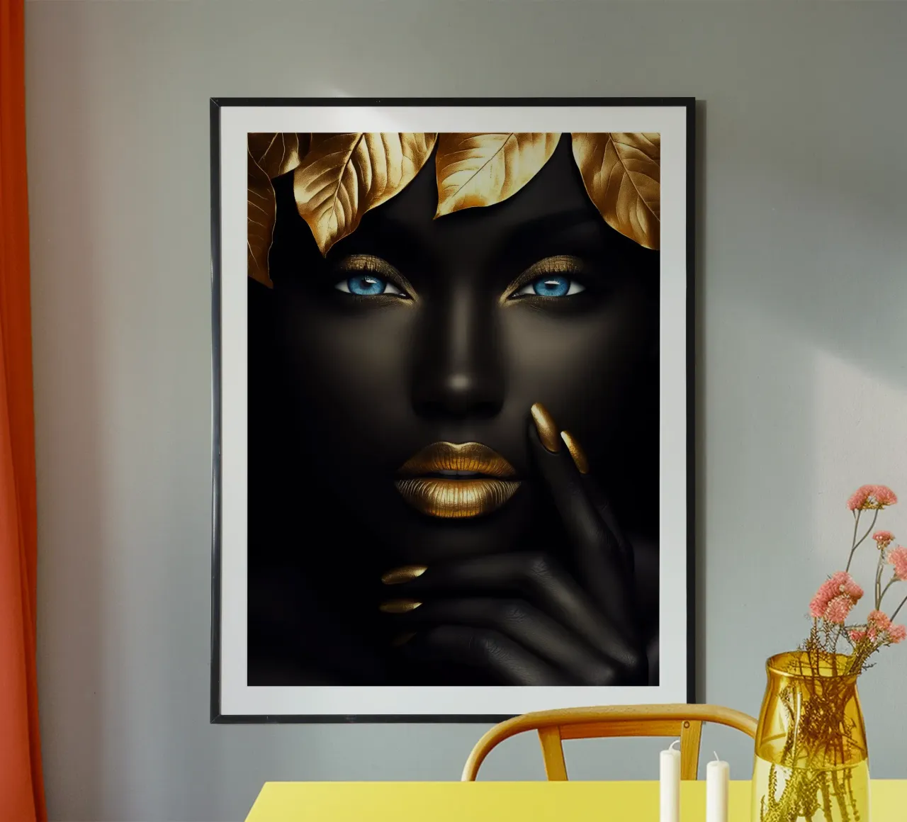 Reine dorée de la jungle aux yeux bleus poster de Autofocus