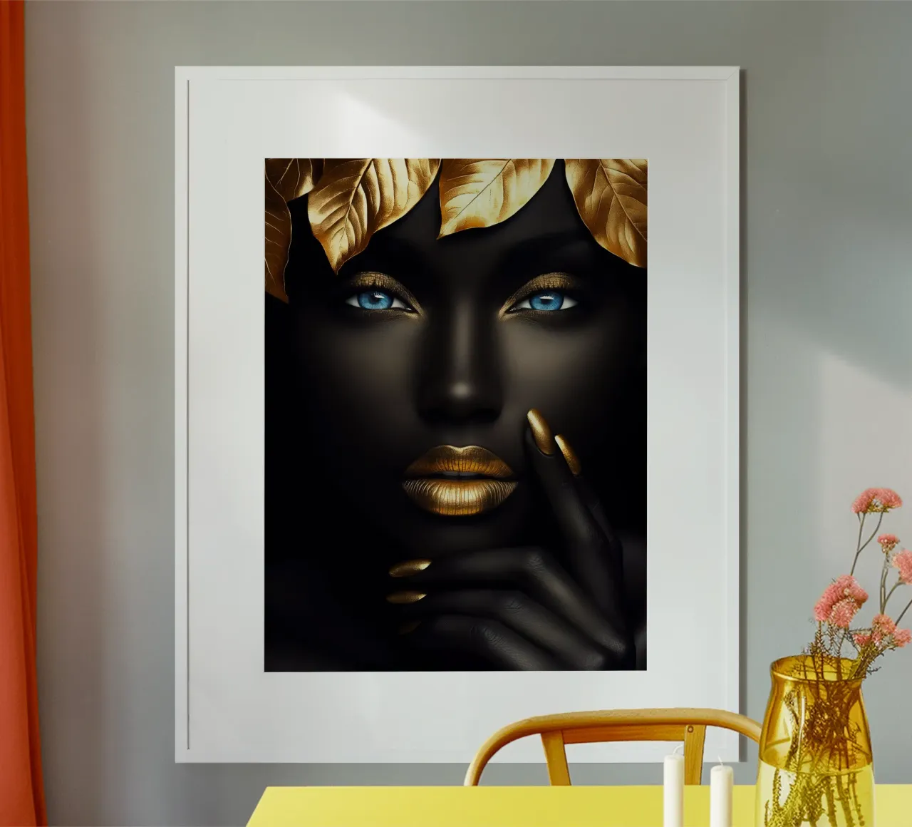 Reine dorée de la jungle aux yeux bleus poster de Autofocus