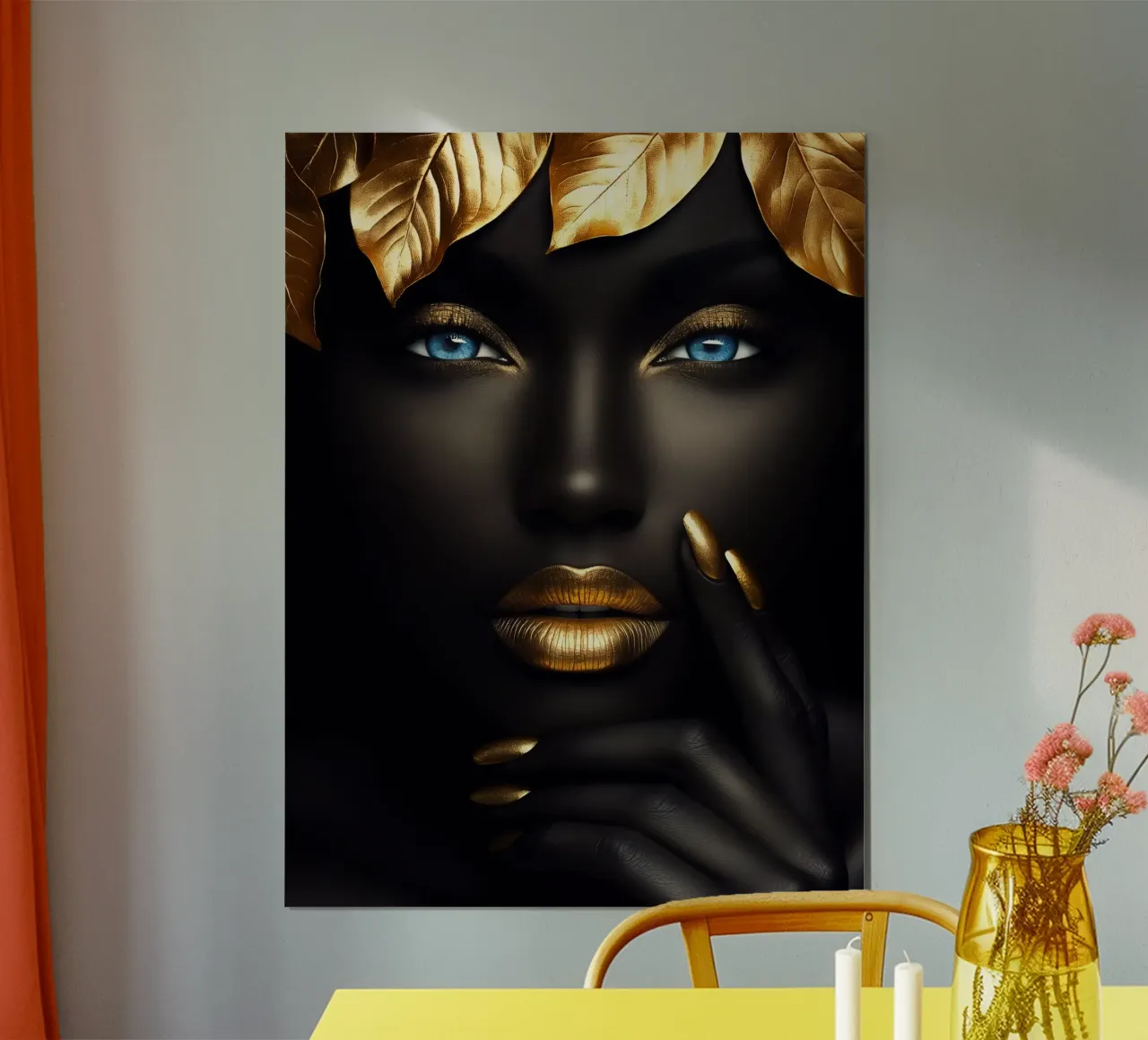 Reine dorée de la jungle aux yeux bleus poster de Autofocus