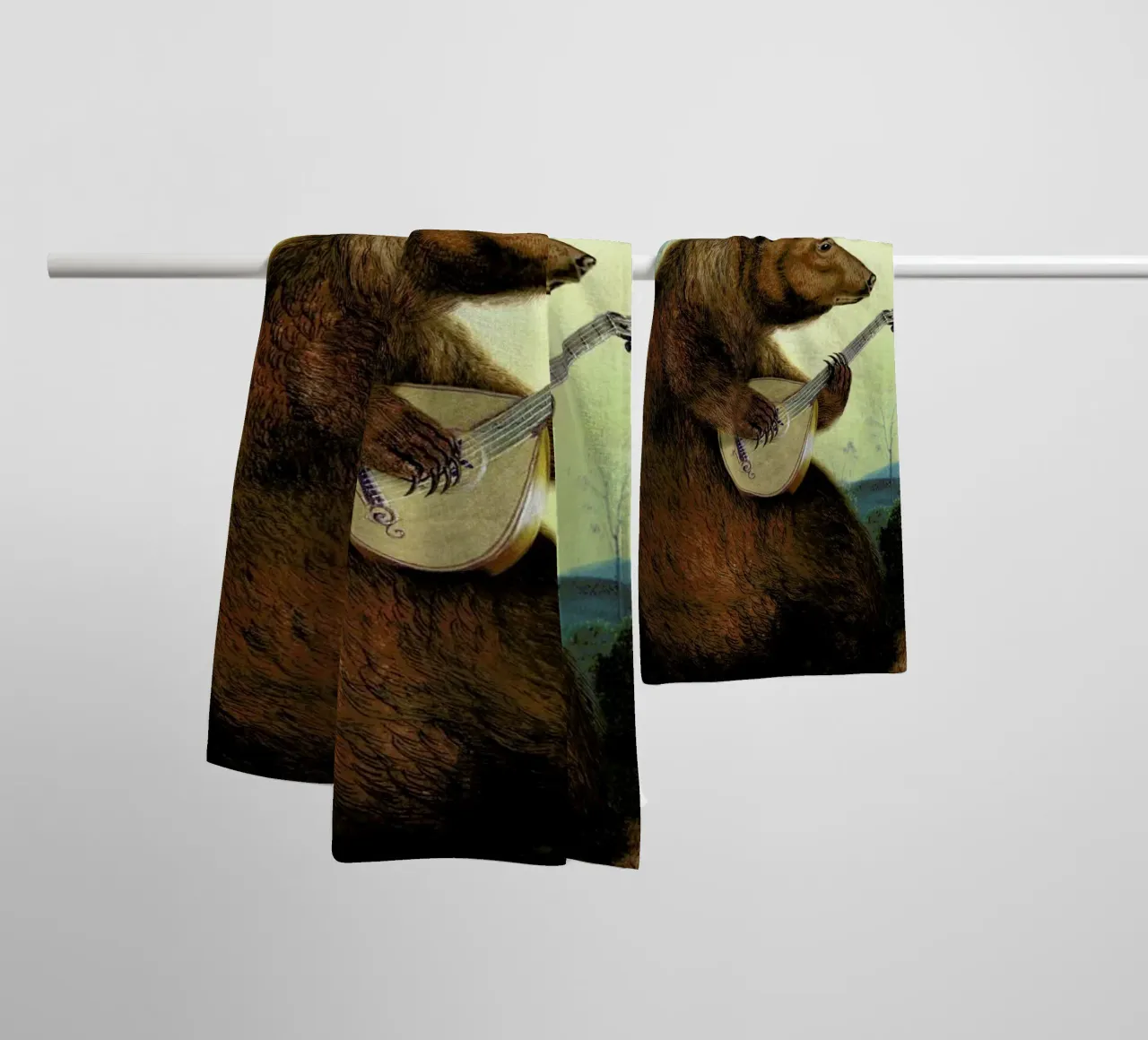 Mandolin Bear towel by Catrin Welz-Stein