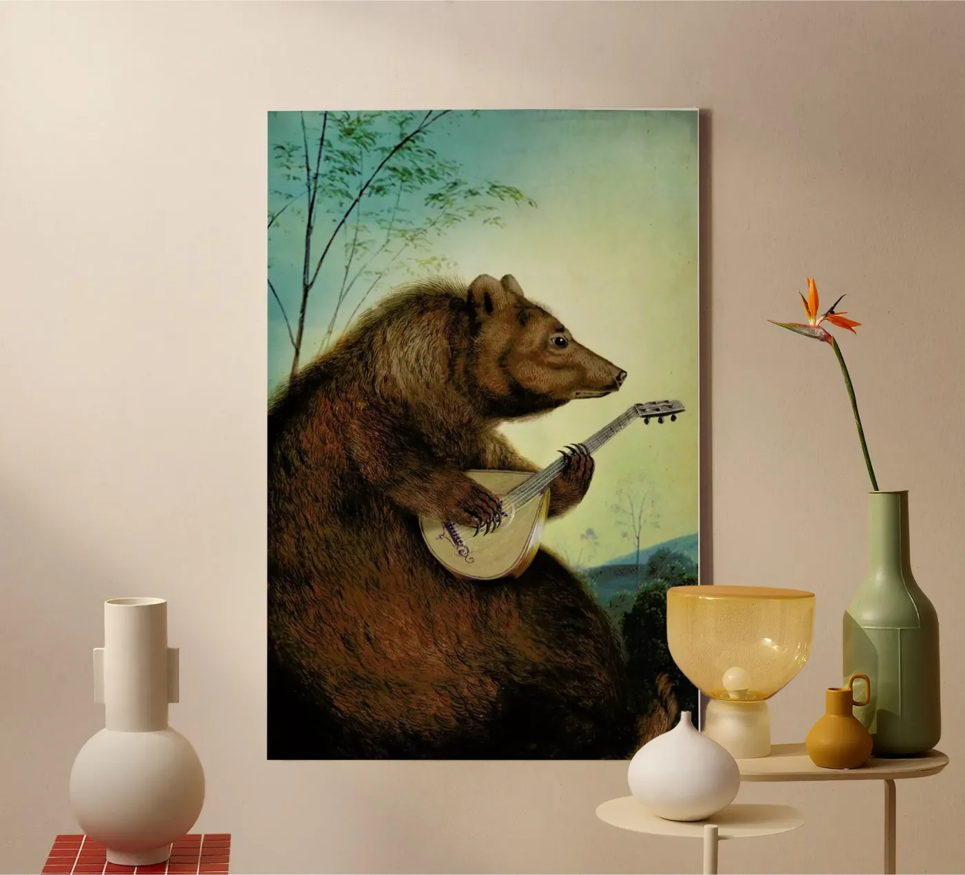 Mandolin Bear canvas van Catrin Welz-Stein