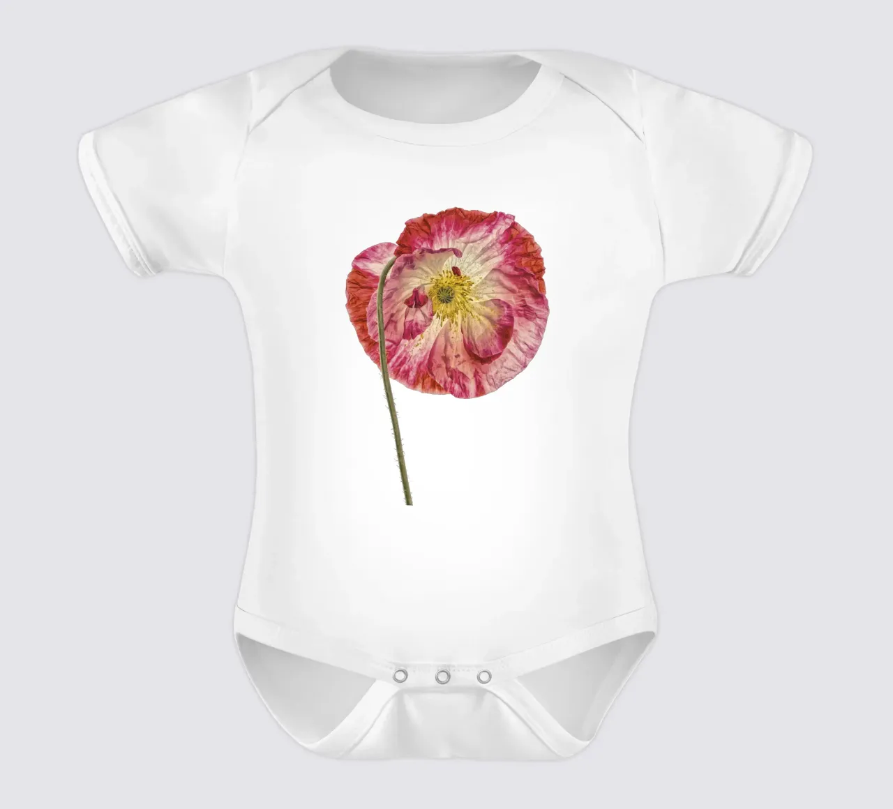Amore in fiore: Papavero rosa a forma di cuore body neonato maniche corte da Curious Collections by Marielle Leenders