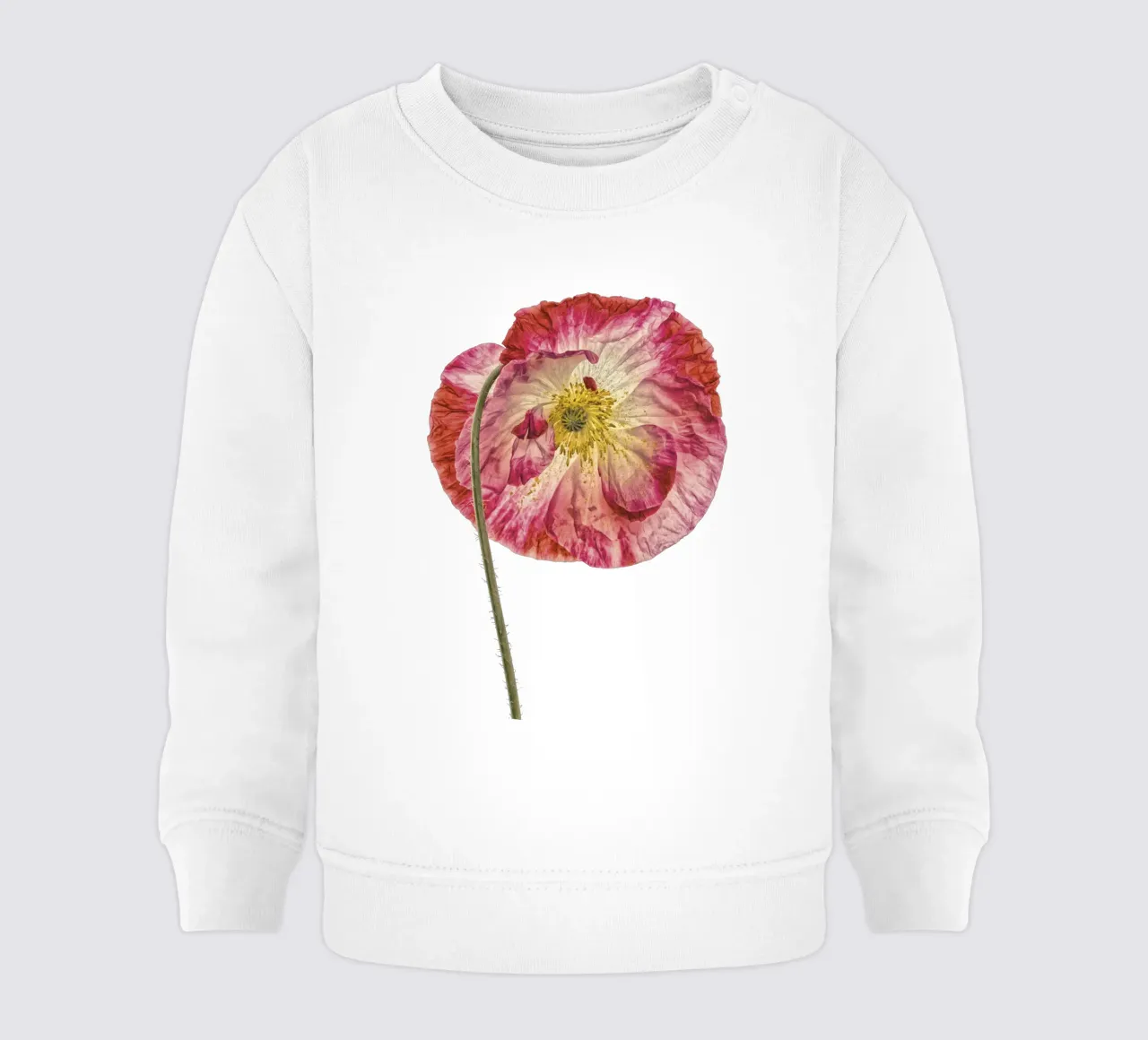 Amore in fiore: Papavero rosa a forma di cuore felpa neonato da Curious Collections by Marielle Leenders