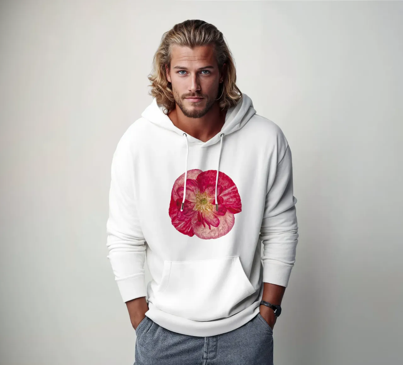 Blush of Nature: Papavero rosa felpa con cappuccio da Curious Collections by Marielle Leenders