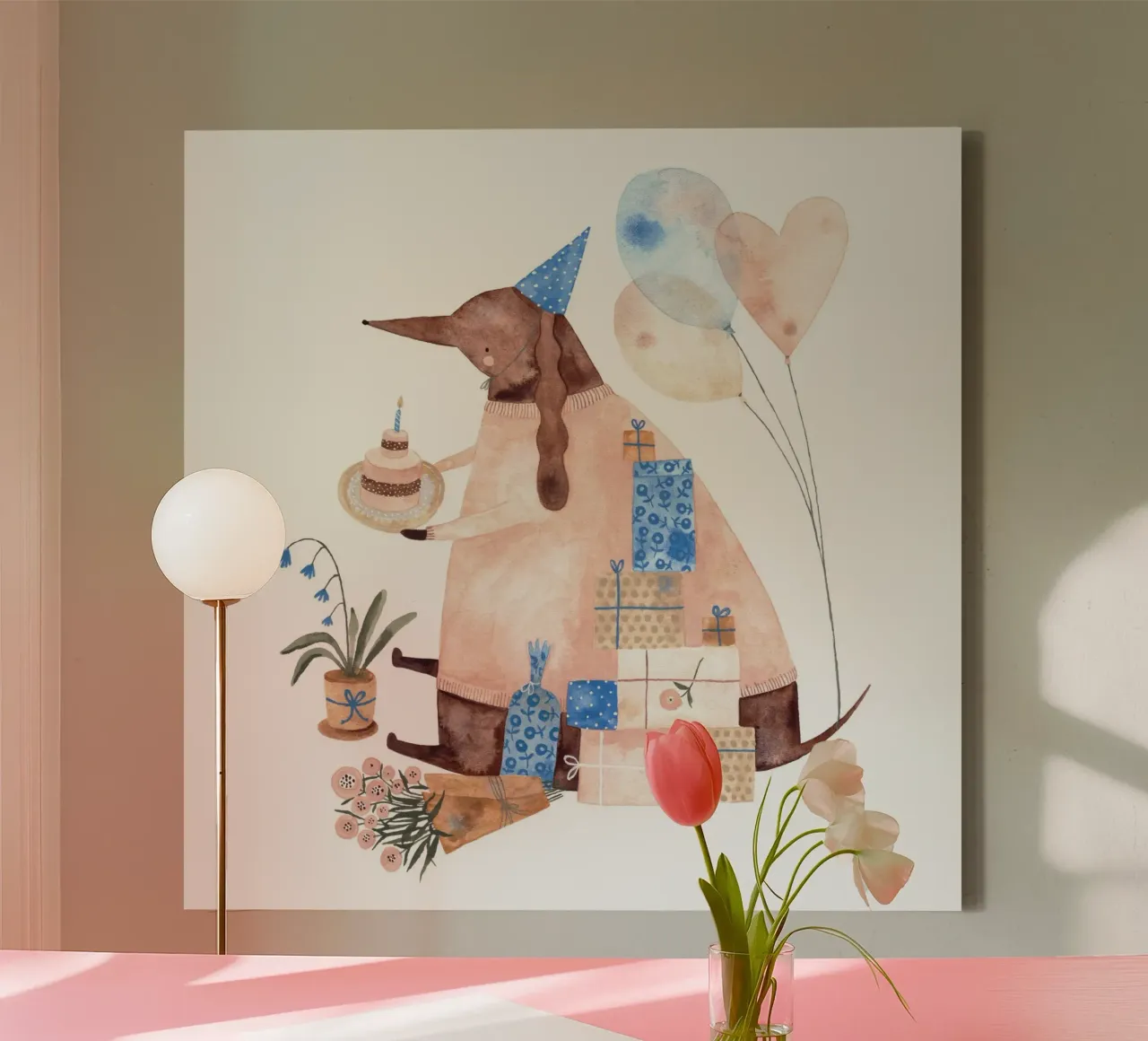 Claudia Voglhuber - Geburtstagshund tela con Cornice a cassetta da The Artcircle