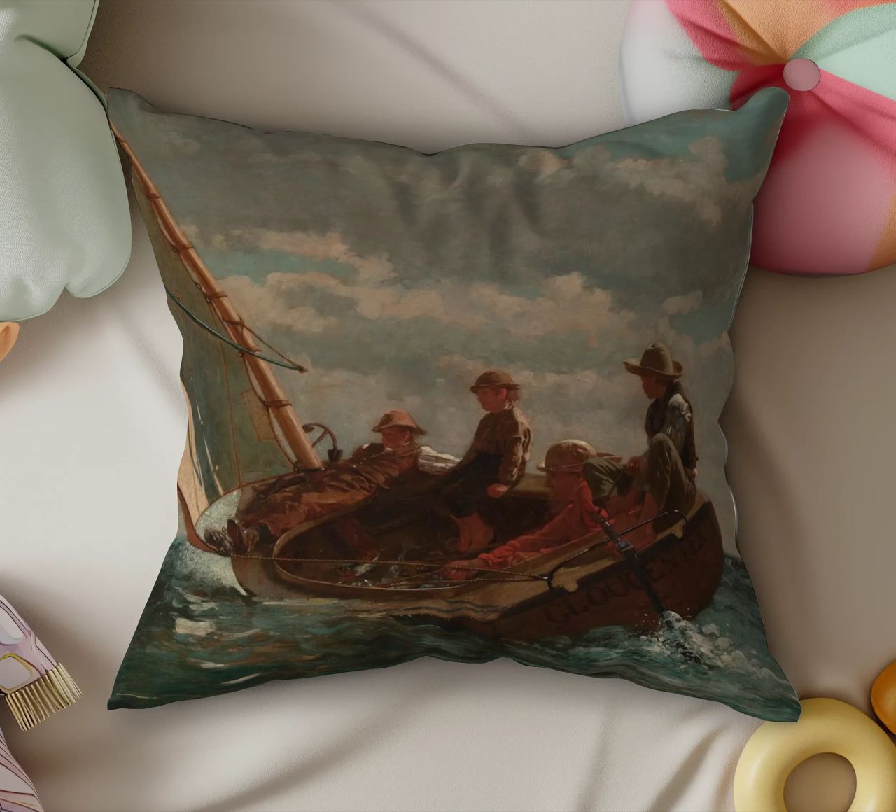 Winslow Homer - Breezing Up (Un vento giusto) cuscino da William Store
