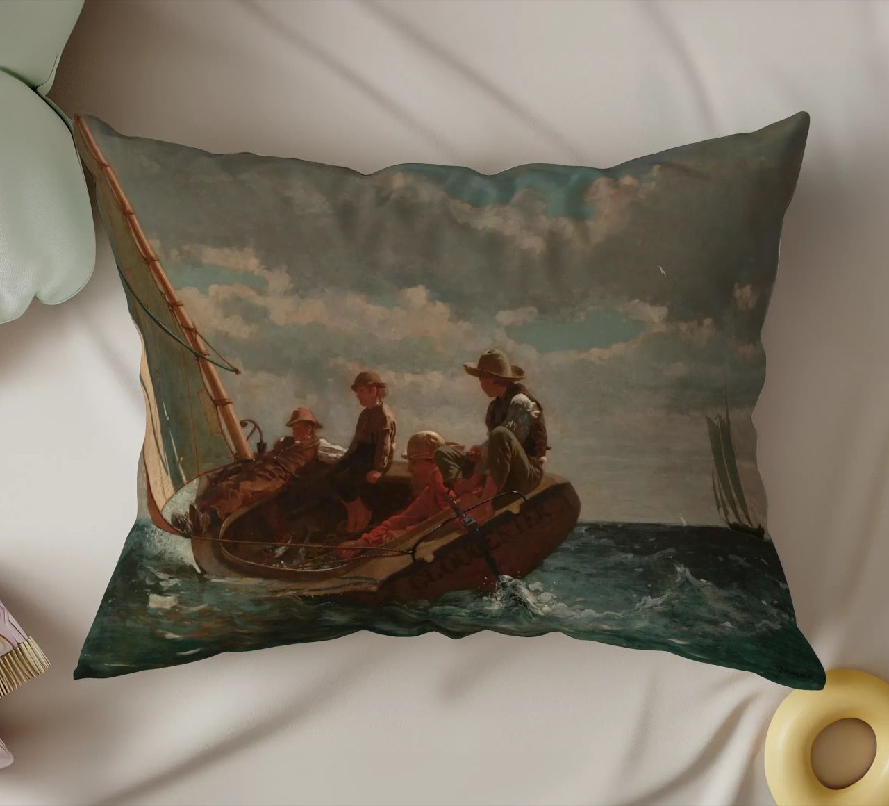 Winslow Homer - Breezing Up (Un vento giusto) cuscino da William Store