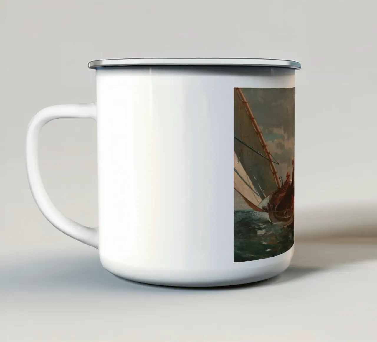 Winslow Homer - Breezing Up (Un viento favorable) taza de esmalte de William Store