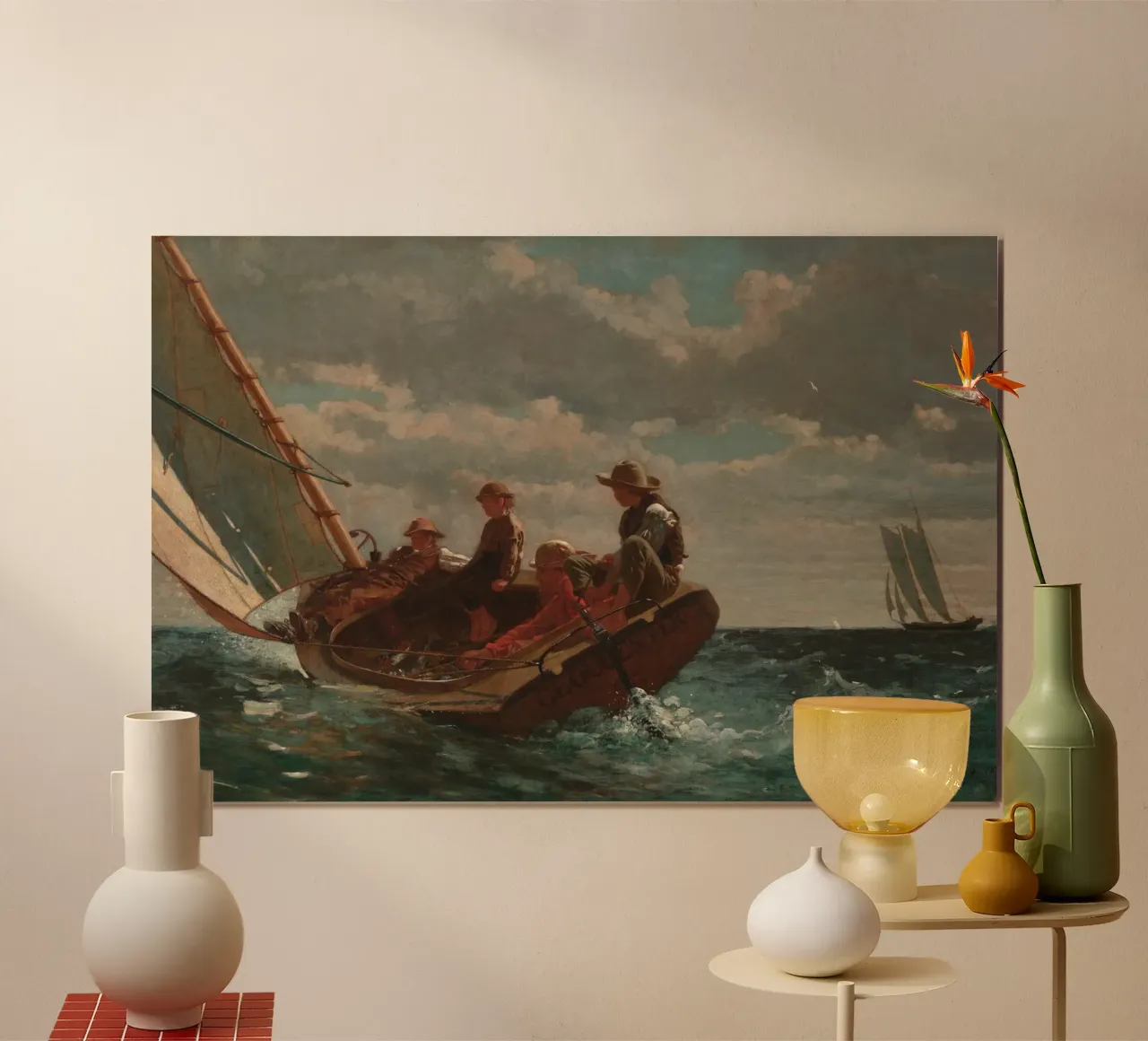 Winslow Homer - Brise (Ein schöner Wind) Poster mit Aluminium Rahmen von William Store