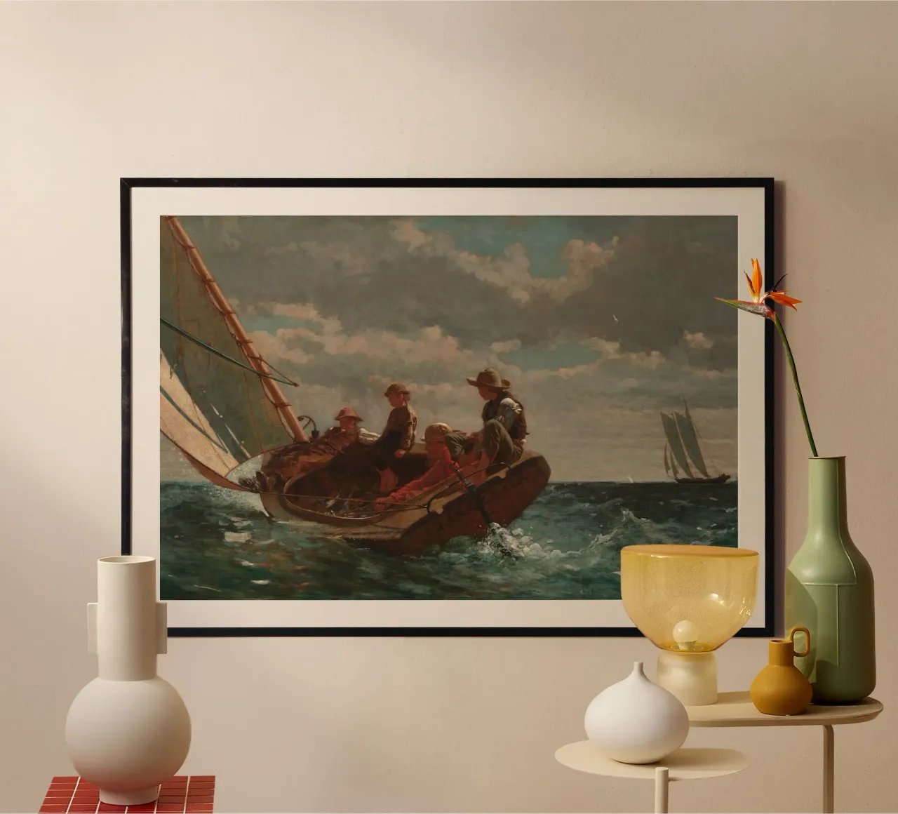 Winslow Homer - Brise (Ein schöner Wind) Poster mit Aluminium Rahmen von William Store