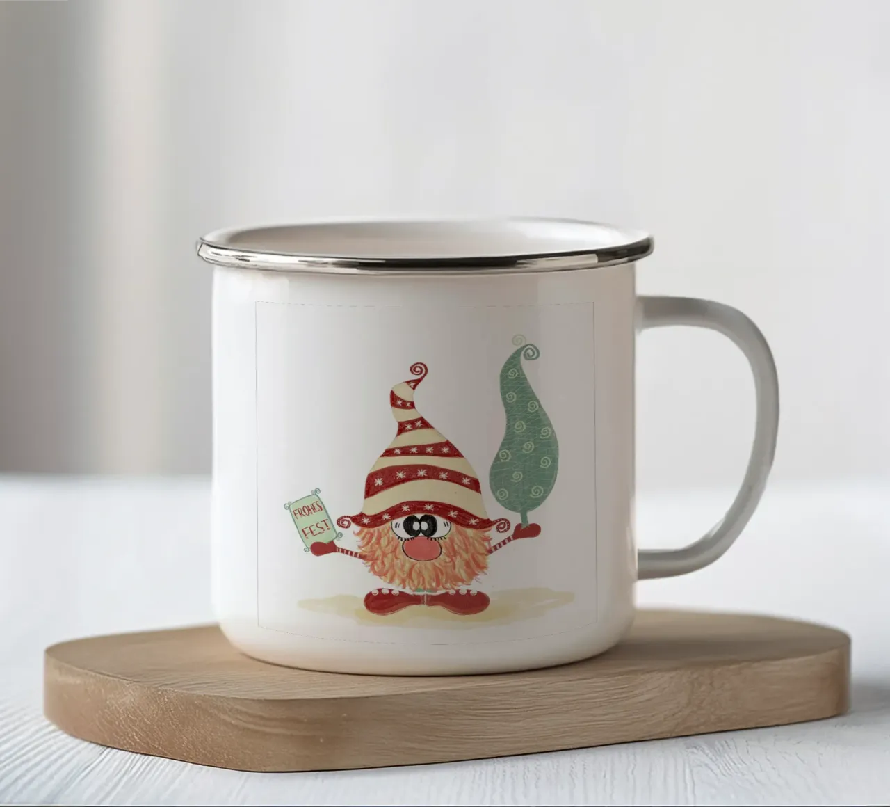 Elfi di Natale tazza in smalto da Inge Hauser Illustration