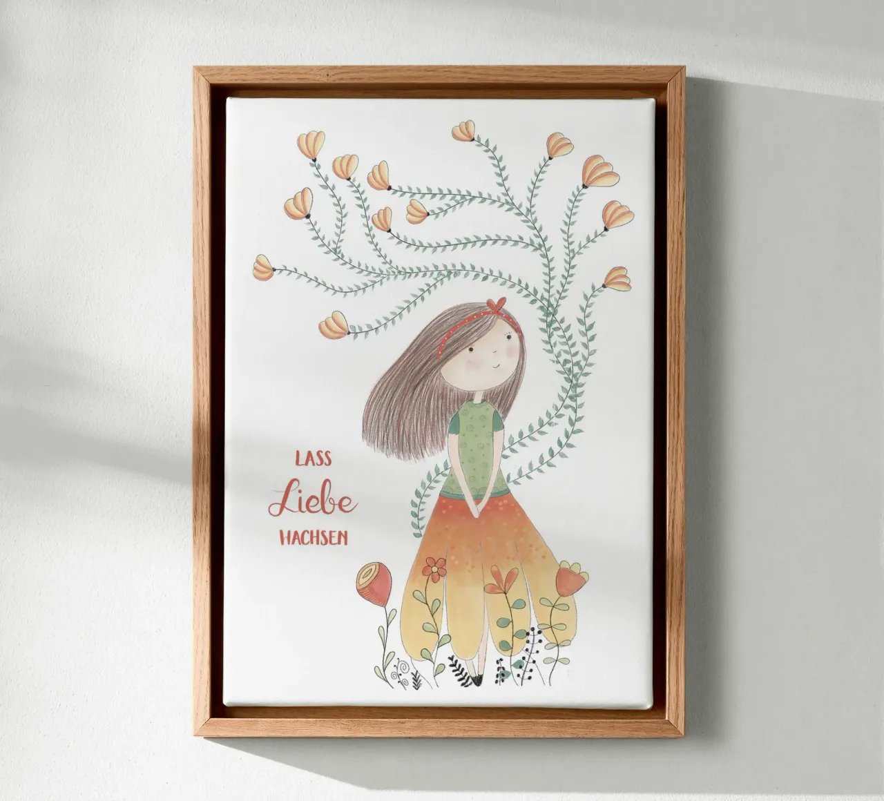 LASCIAR CRESCERE L'AMORE tela con Cornice a cassetta da Inge Hauser Illustration