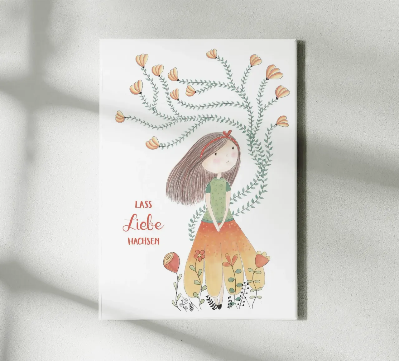 LASCIAR CRESCERE L'AMORE tela con Cornice a cassetta da Inge Hauser Illustration