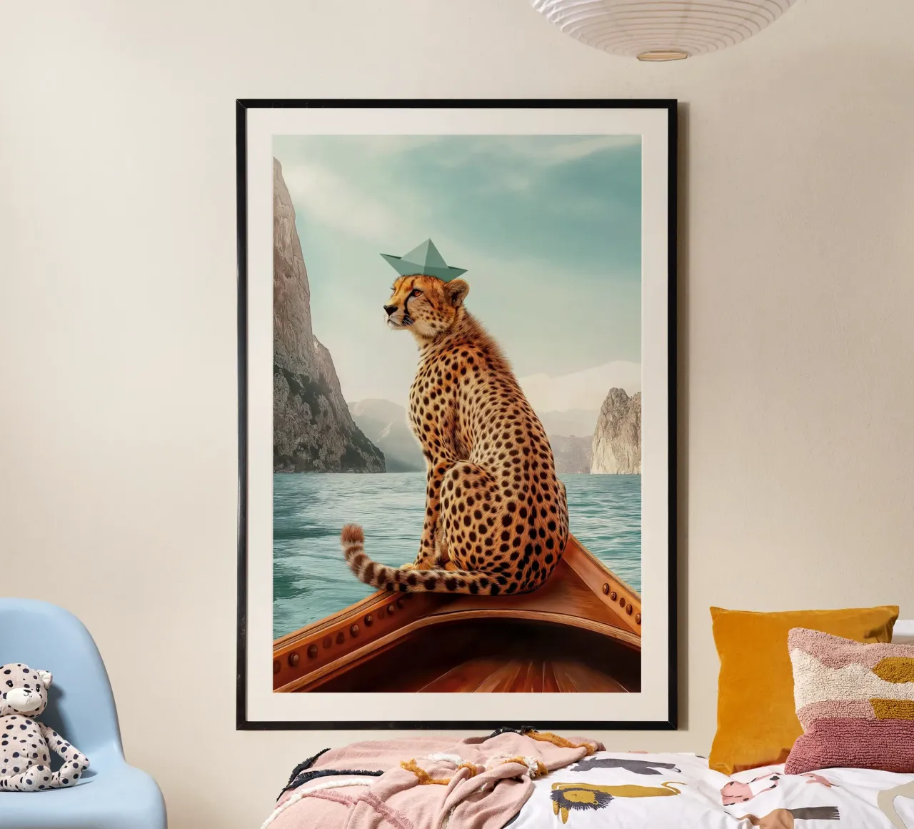 Ghepardo in viaggio poster con telaio in alluminio da Carinaprint